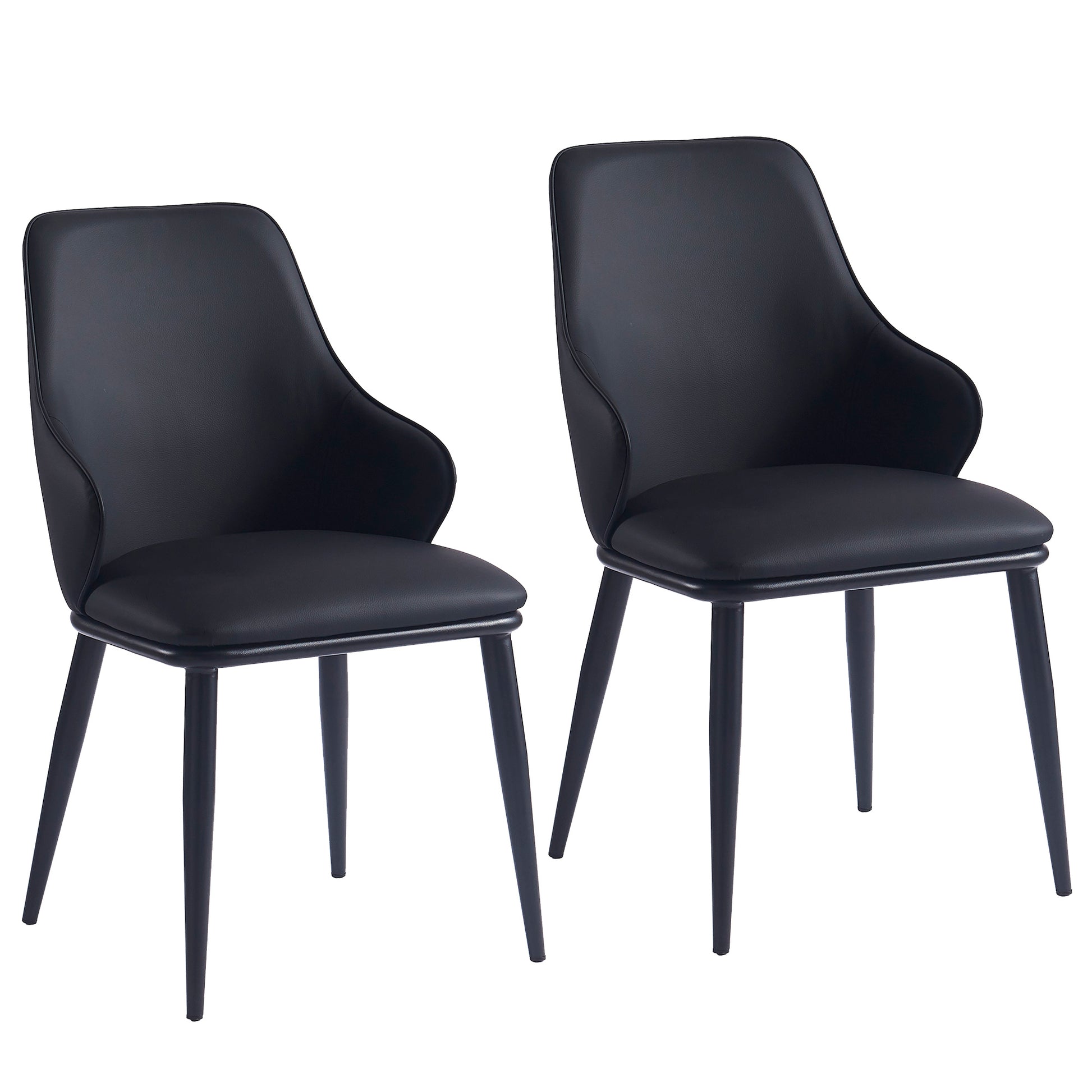 Kash Side Chair - Black PU Leather Contemporary Dining Chair-DECOROLALA