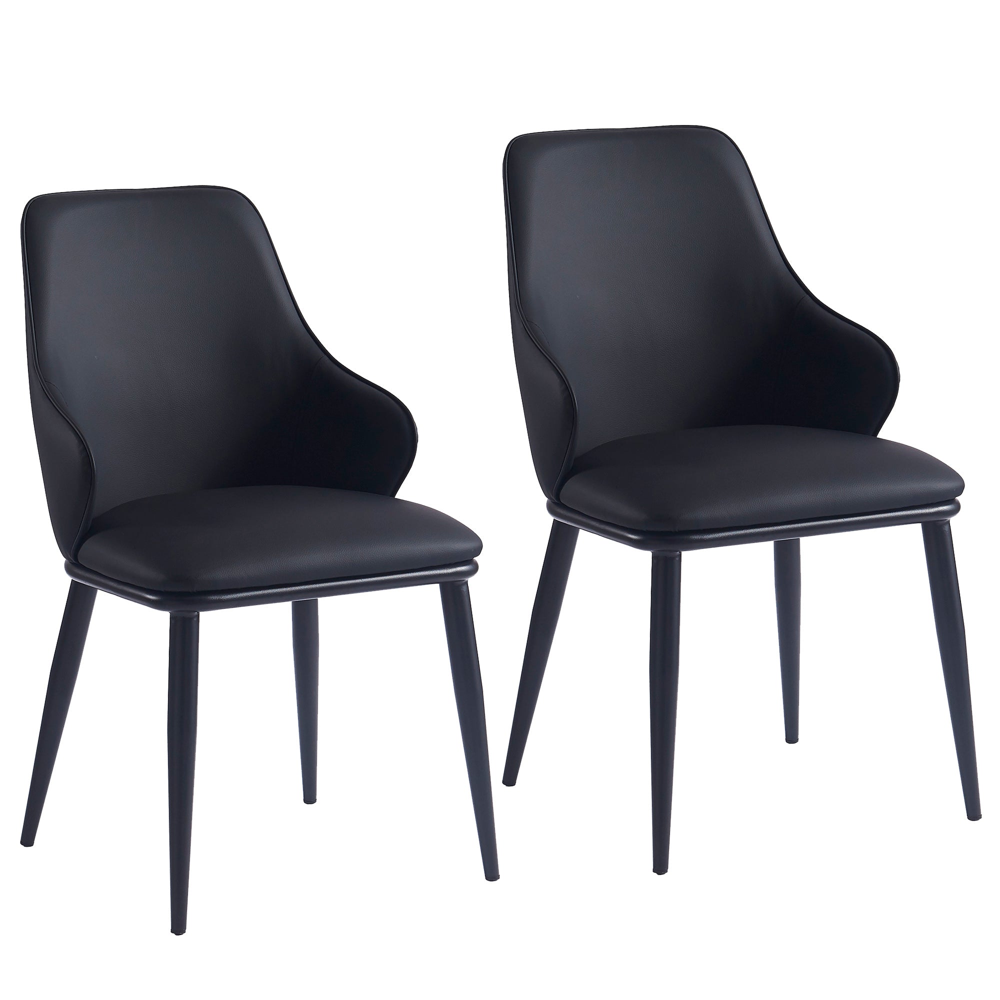 Kash Side Chair - Black PU Leather Contemporary Dining Chair-DECOROLALA