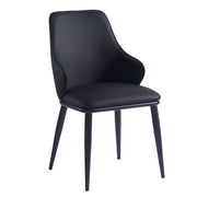 Kash Side Chair - Black PU Leather Contemporary Dining Chair-DECOROLALA