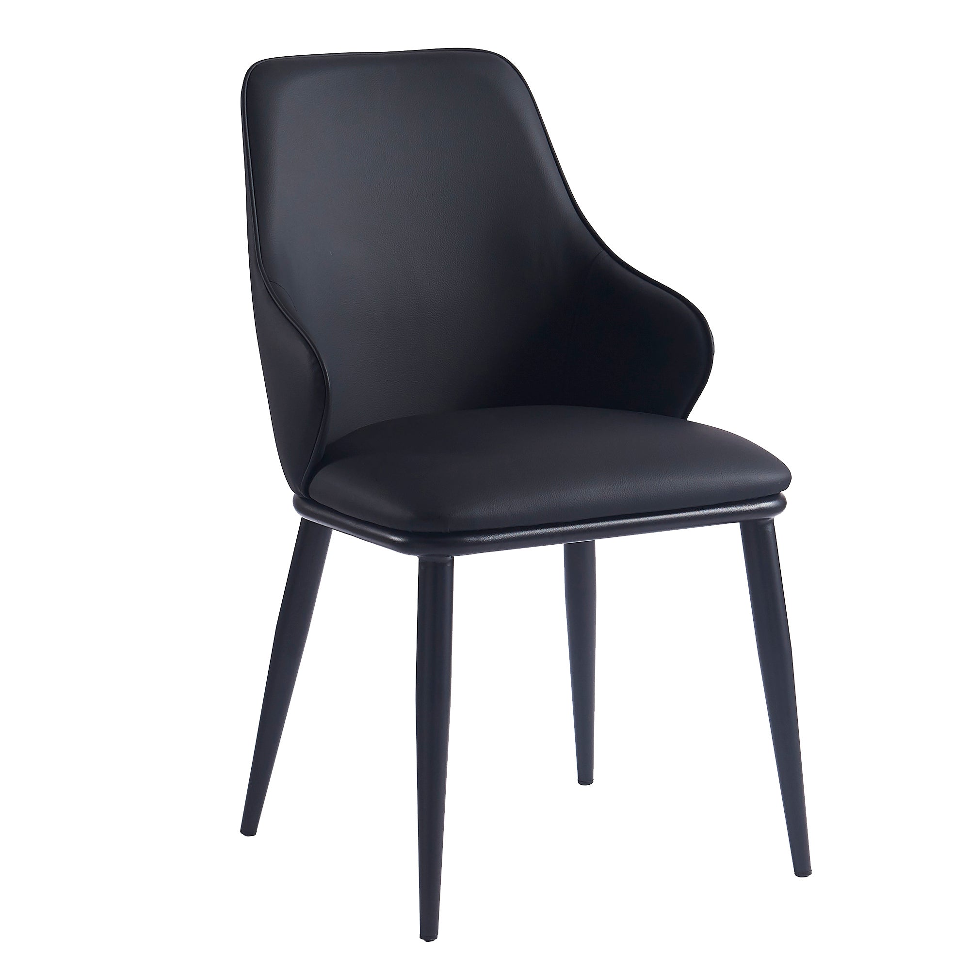 Kash Side Chair - Black PU Leather Contemporary Dining Chair-DECOROLALA