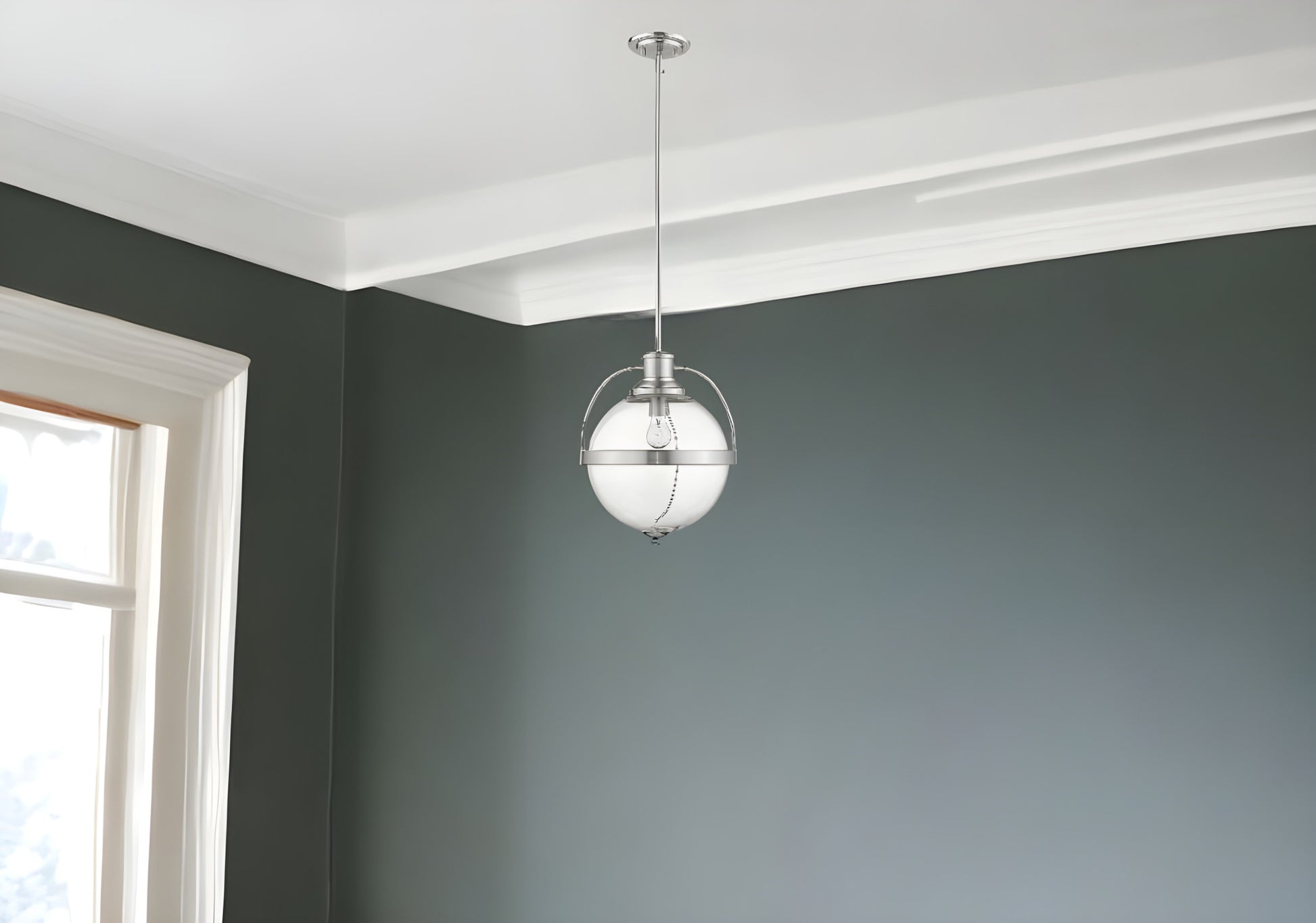 Kassian 1-Light Satin Nickel Pendant-Pendants-Hanging Lights-DECOROLALA