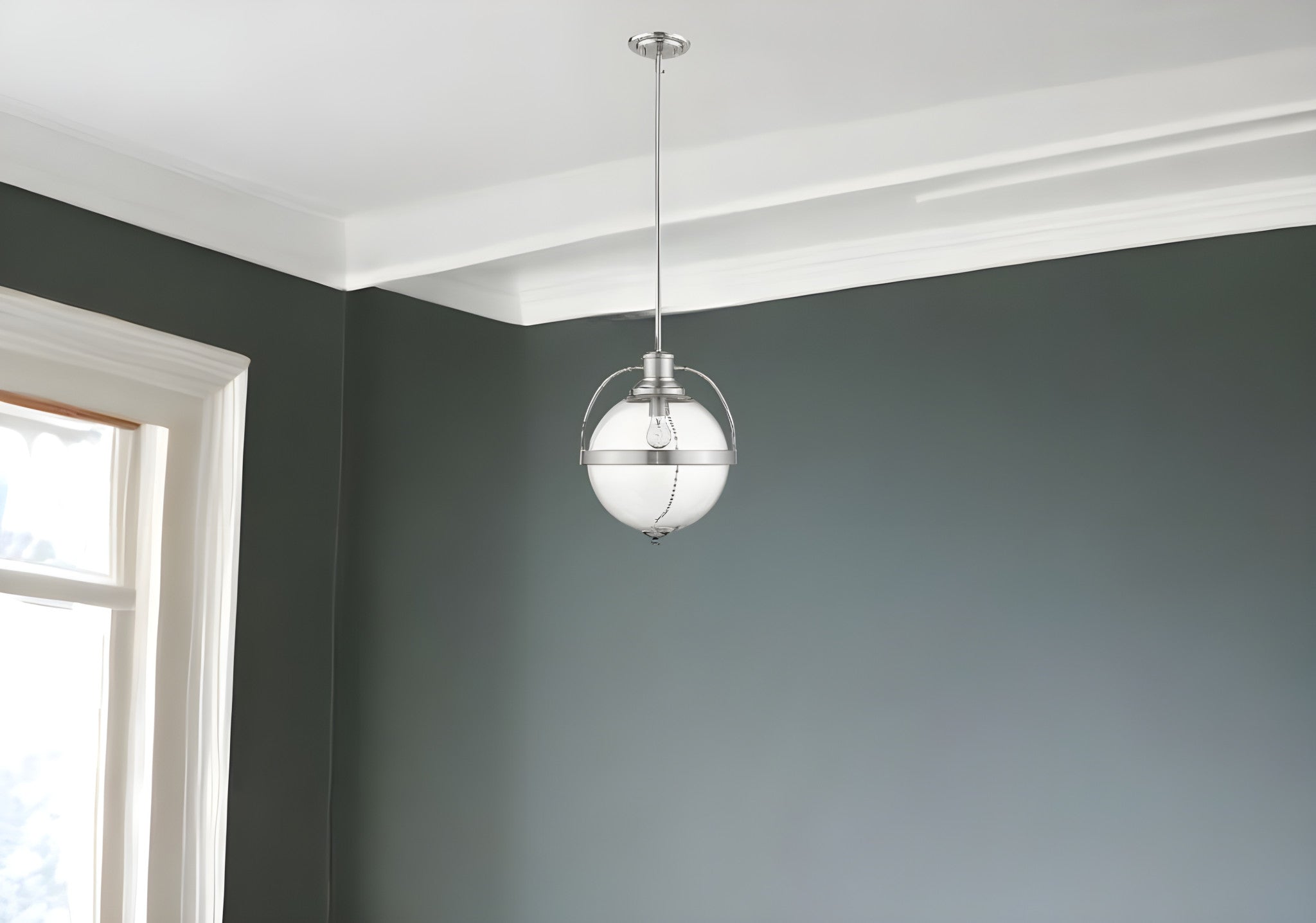 Kassian 1-Light Satin Nickel Pendant-Pendants-Hanging Lights-DECOROLALA