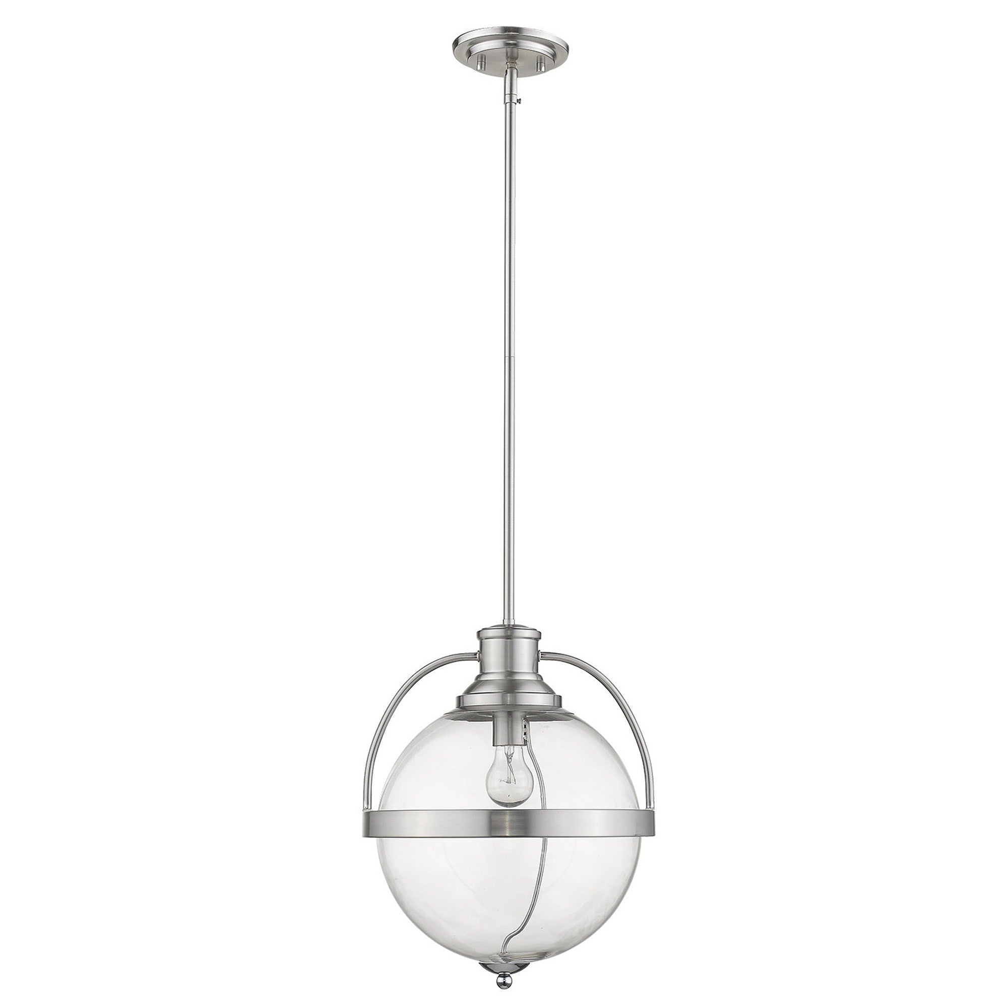Kassian 1-Light Satin Nickel Pendant-Pendants-Hanging Lights-DECOROLALA