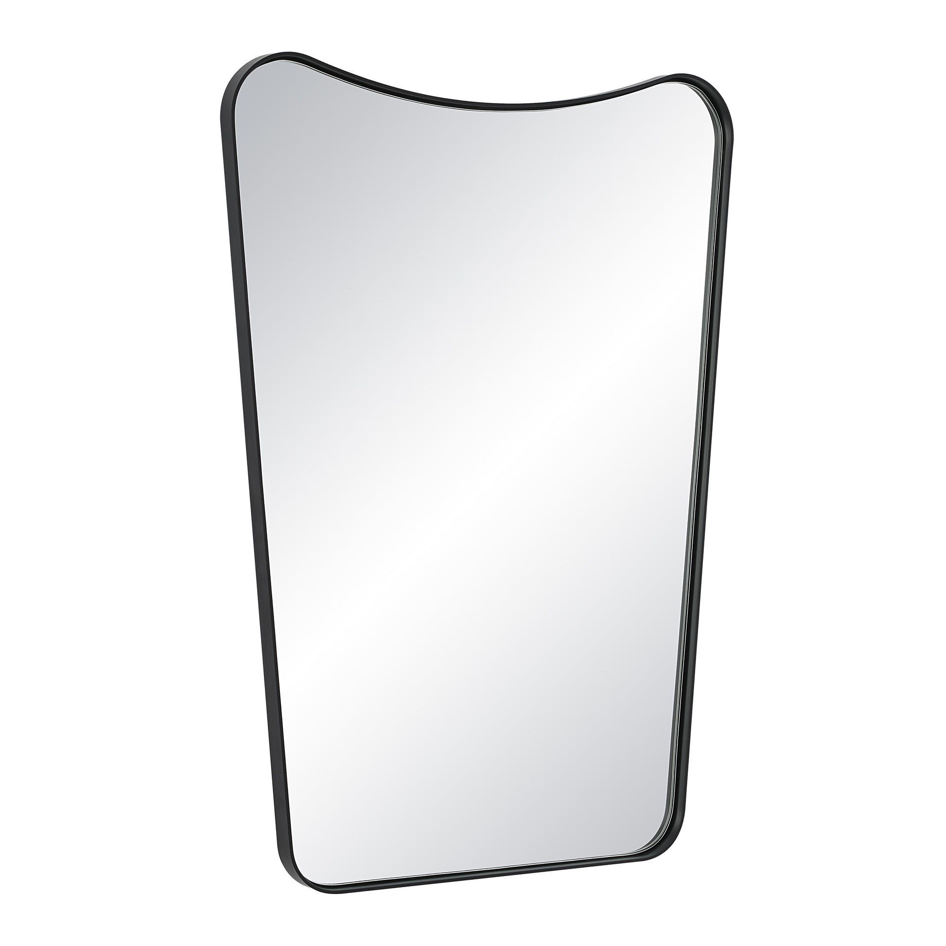 Kateri 28" Tall Irregular Wall Mirror, Black-Mirror-DECOROLALA