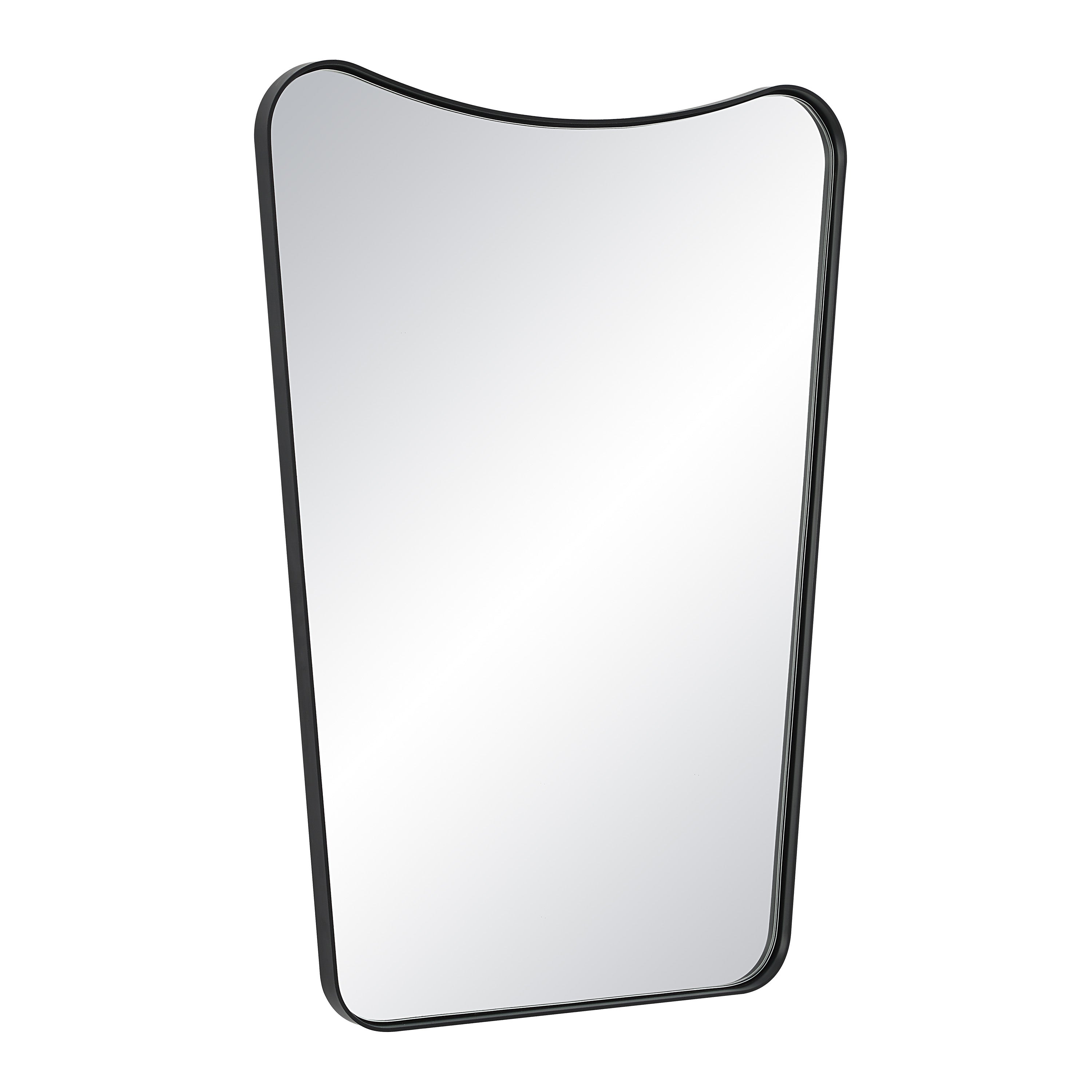 Kateri 28" Tall Irregular Wall Mirror, Black-Mirror-DECOROLALA