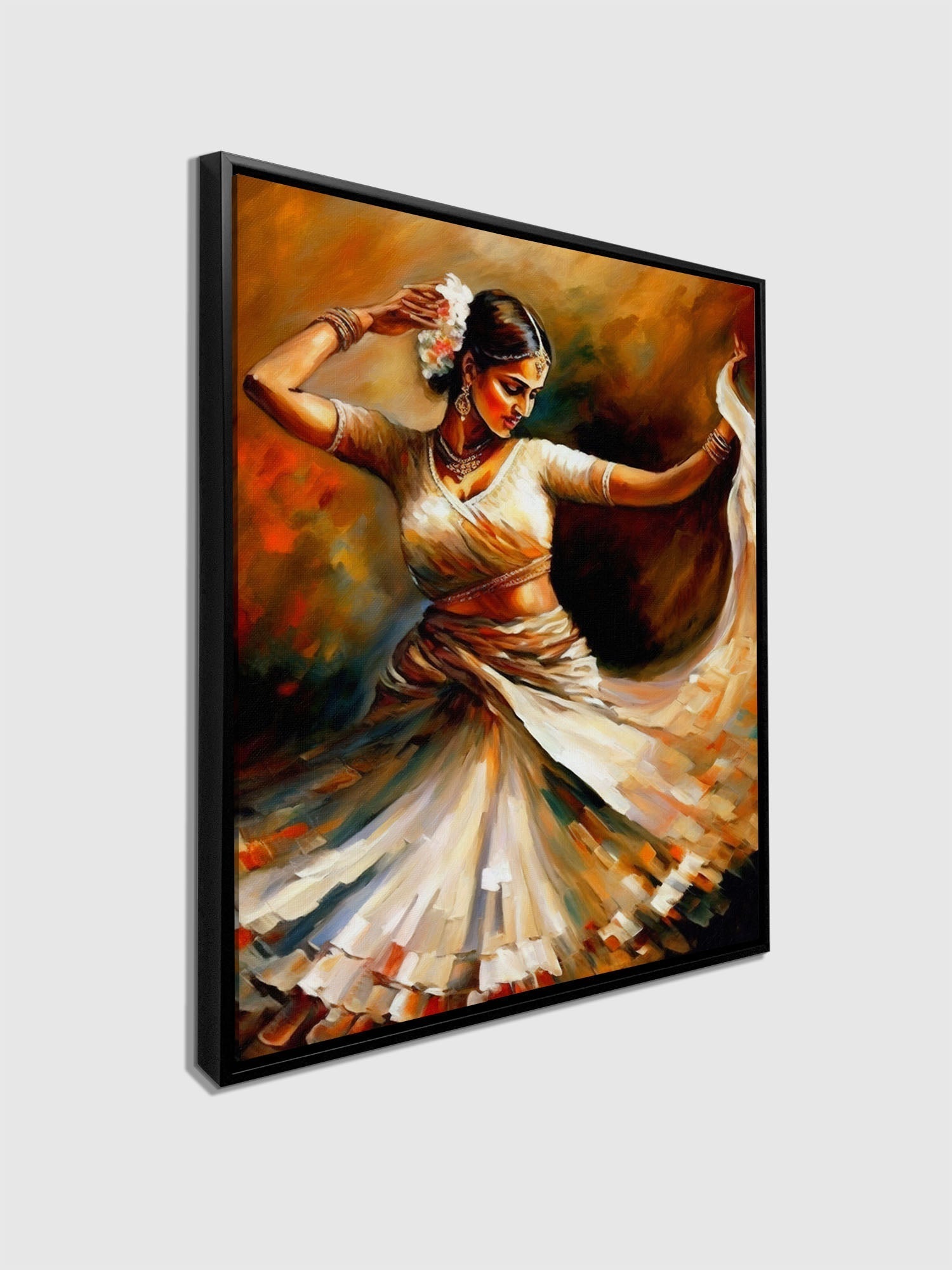 Kathik Dancer Canvas Print with Gold Finish-Wall Art-DECOROLALA