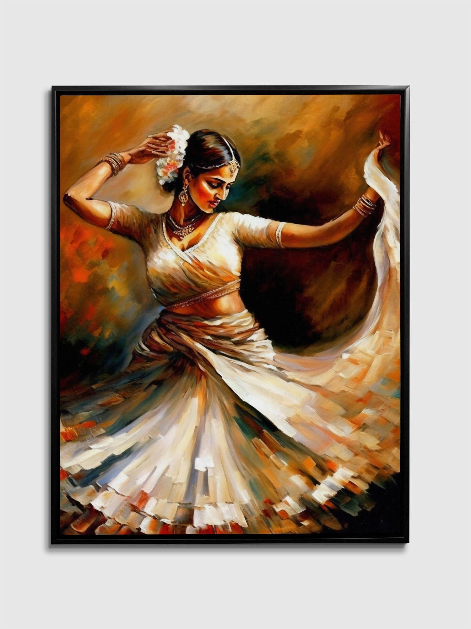 Kathik Dancer Canvas Print with Gold Finish-Wall Art-DECOROLALA