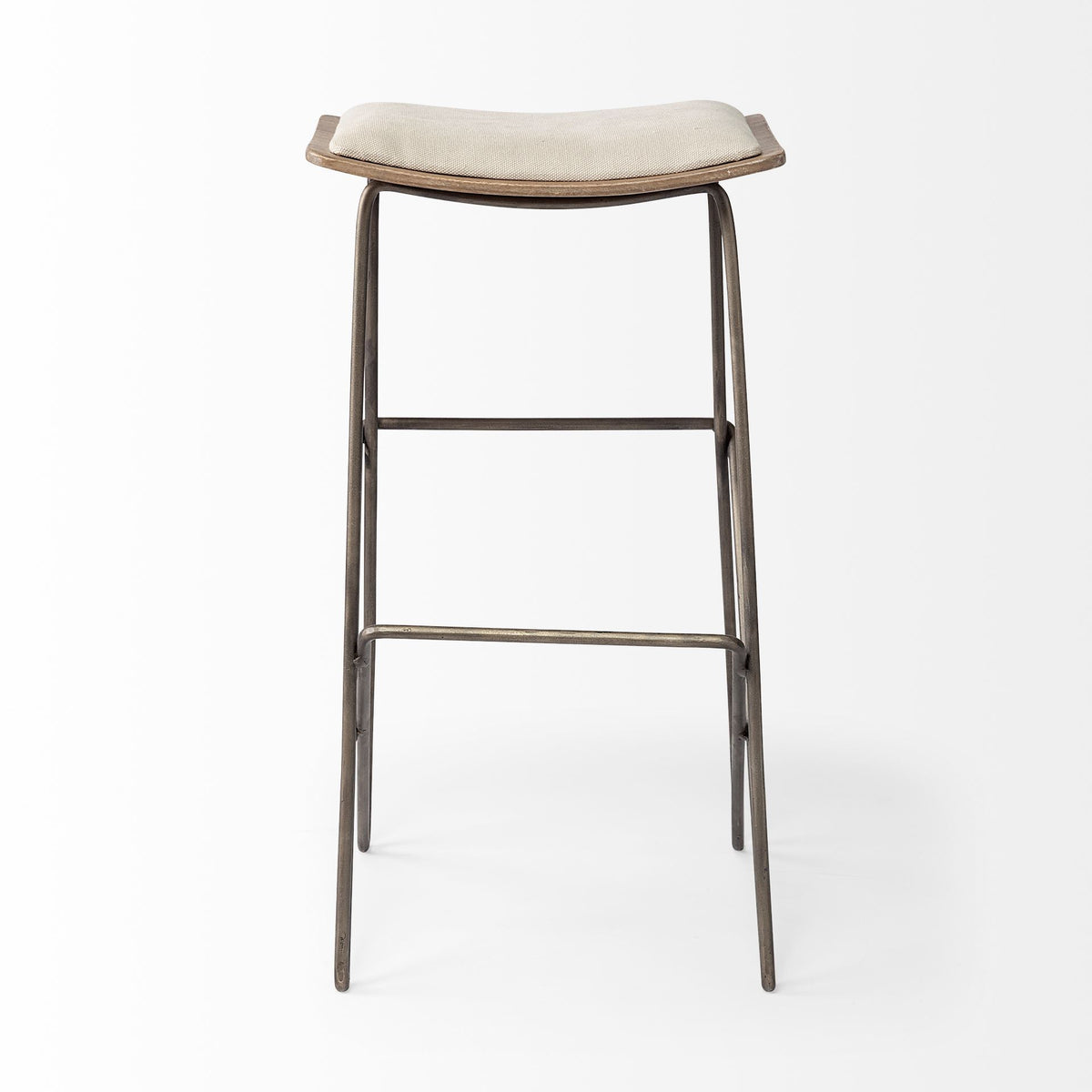 Katniss 30" Total Height Cream Fabric Seat Gold Metal Frame Bar Stool-Bar Stools-DECOROLALA