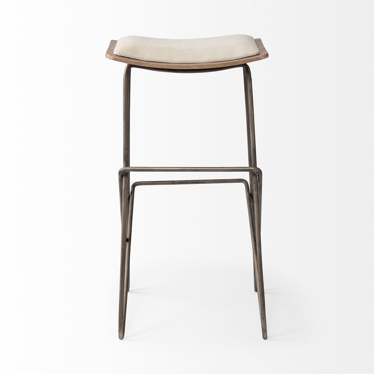 Katniss 30" Total Height Cream Fabric Seat Gold Metal Frame Bar Stool-Bar Stools-DECOROLALA
