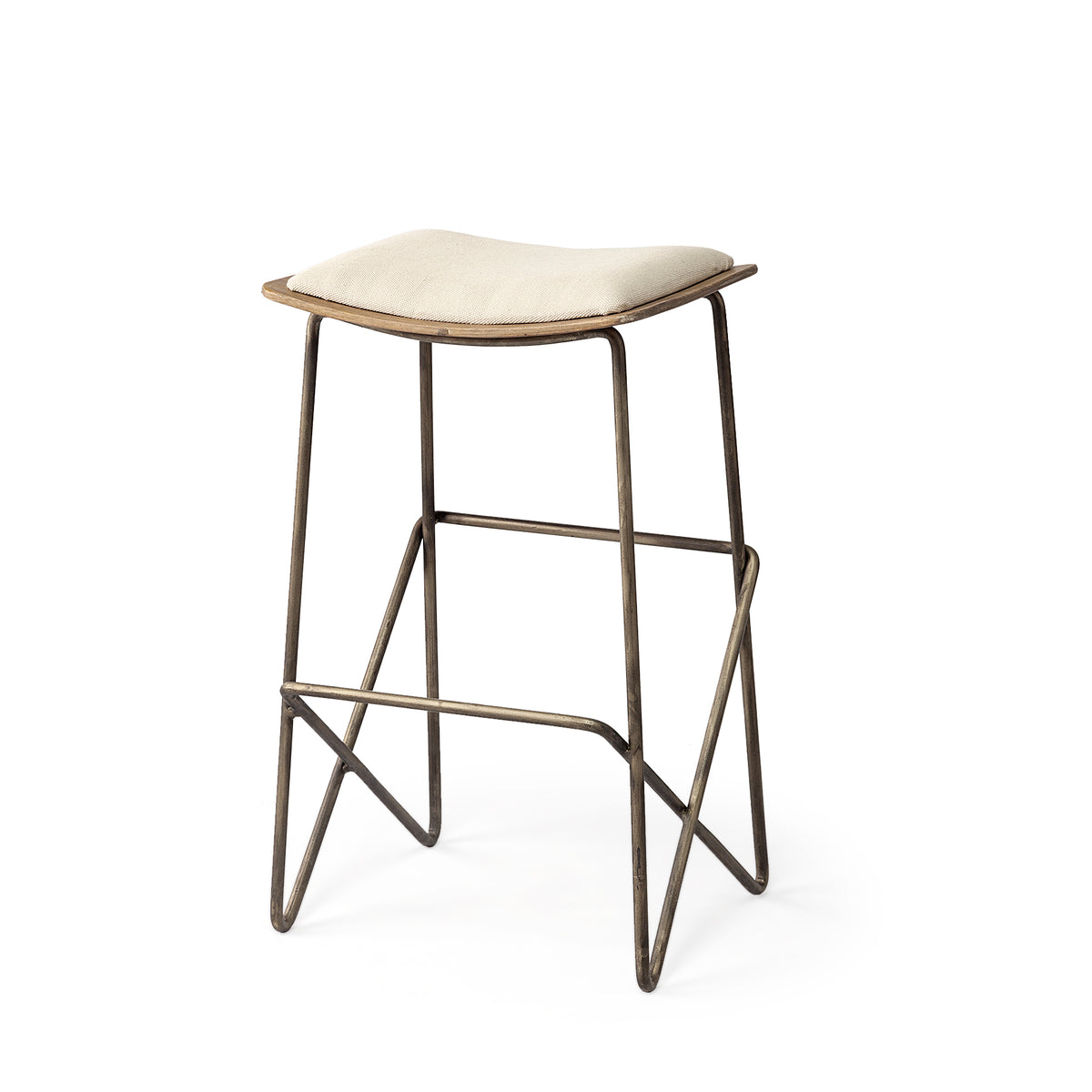 Katniss 26" Total Height Cream Fabric Seat Gold Metal Frame Counter Stool-Bar Stools-DECOROLALA