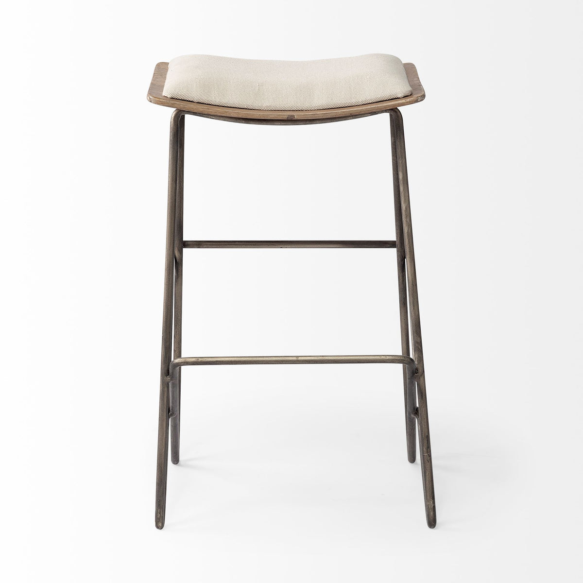 Katniss 26" Total Height Cream Fabric Seat Gold Metal Frame Counter Stool-Bar Stools-DECOROLALA
