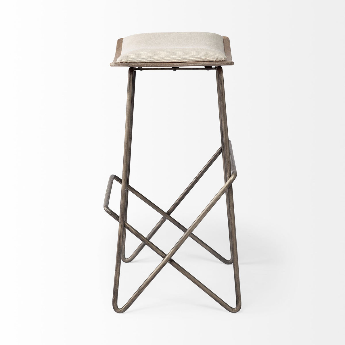Katniss 26" Total Height Cream Fabric Seat Gold Metal Frame Counter Stool-Bar Stools-DECOROLALA