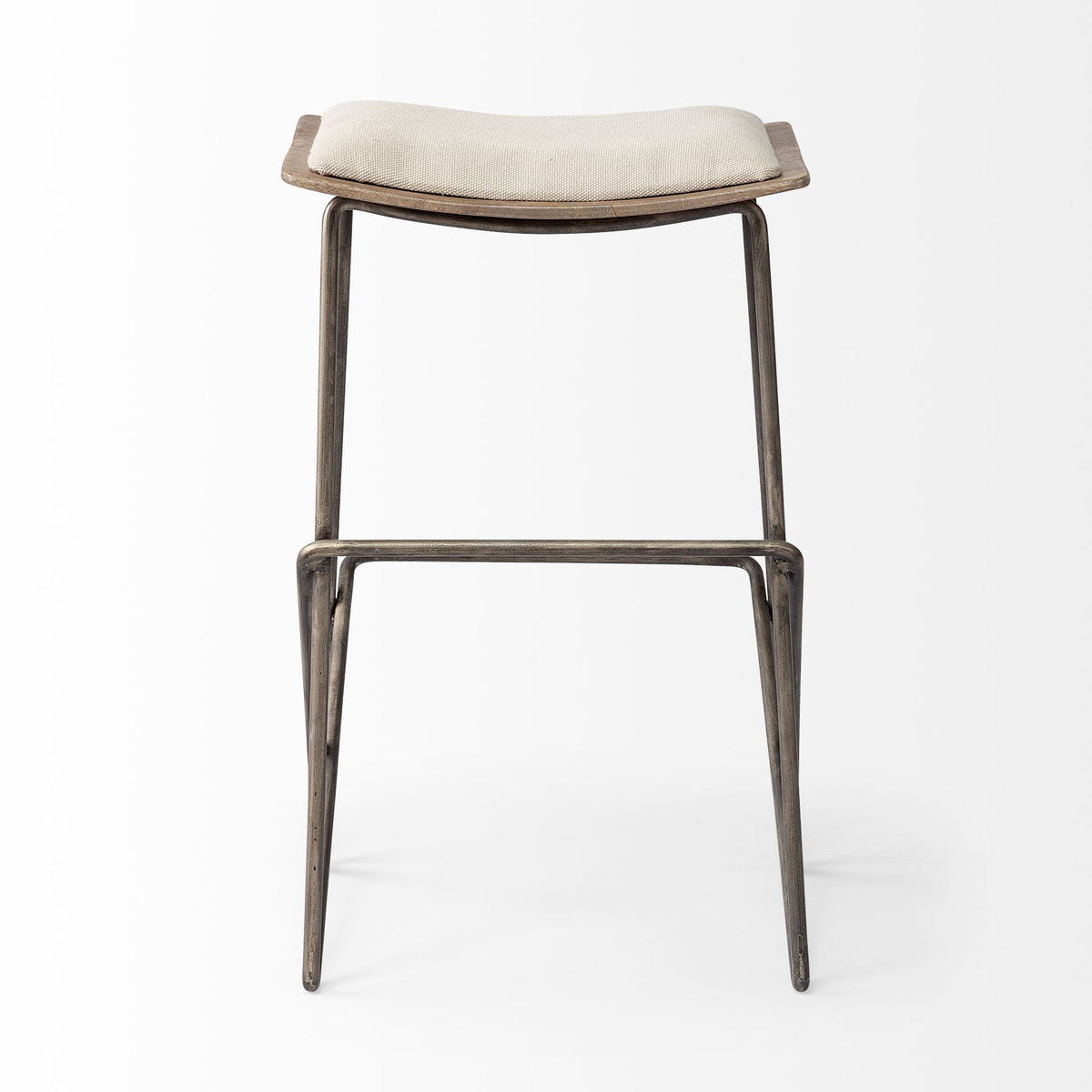 Katniss 26" Total Height Cream Fabric Seat Gold Metal Frame Counter Stool-Bar Stools-DECOROLALA