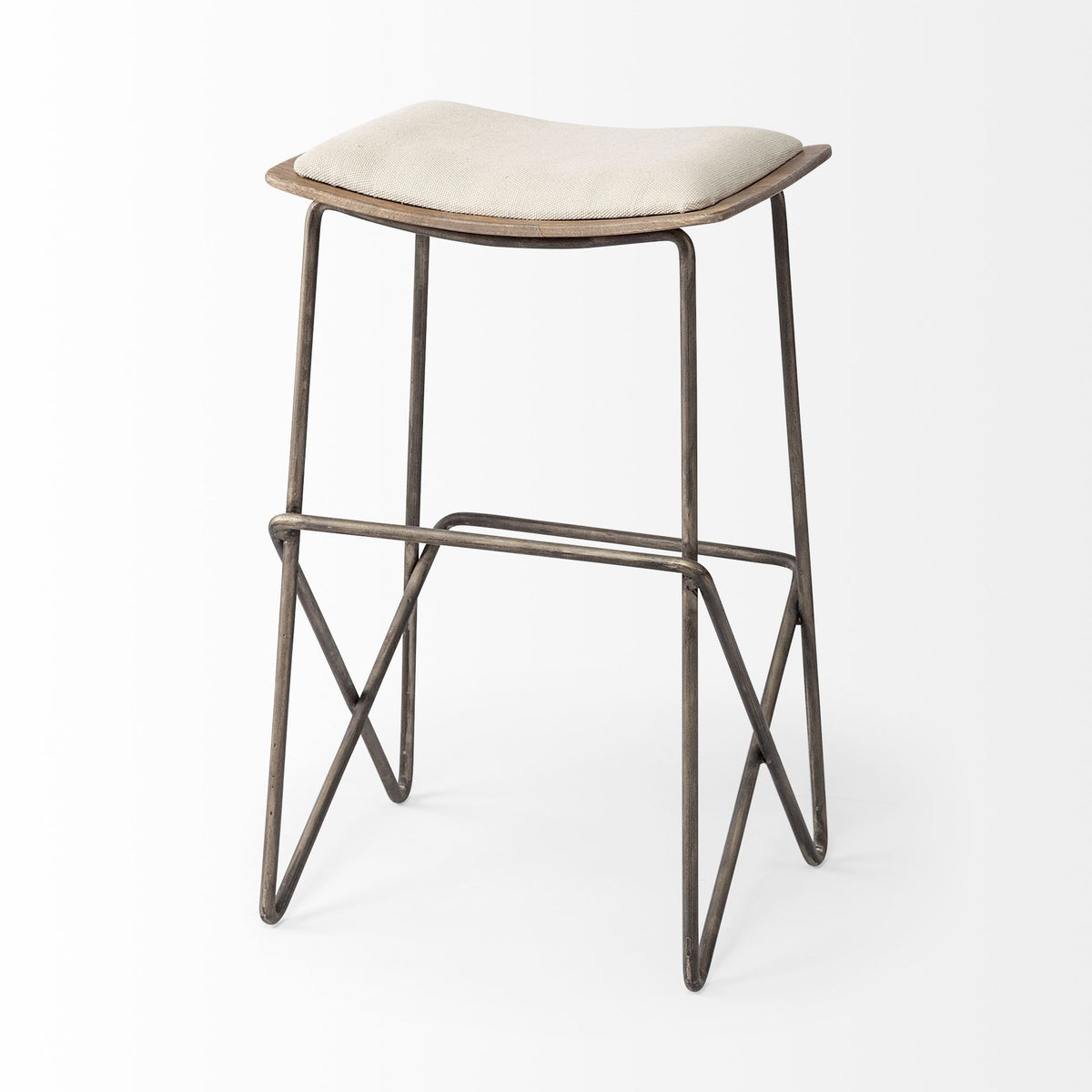 Katniss 26" Total Height Cream Fabric Seat Gold Metal Frame Counter Stool-Bar Stools-DECOROLALA