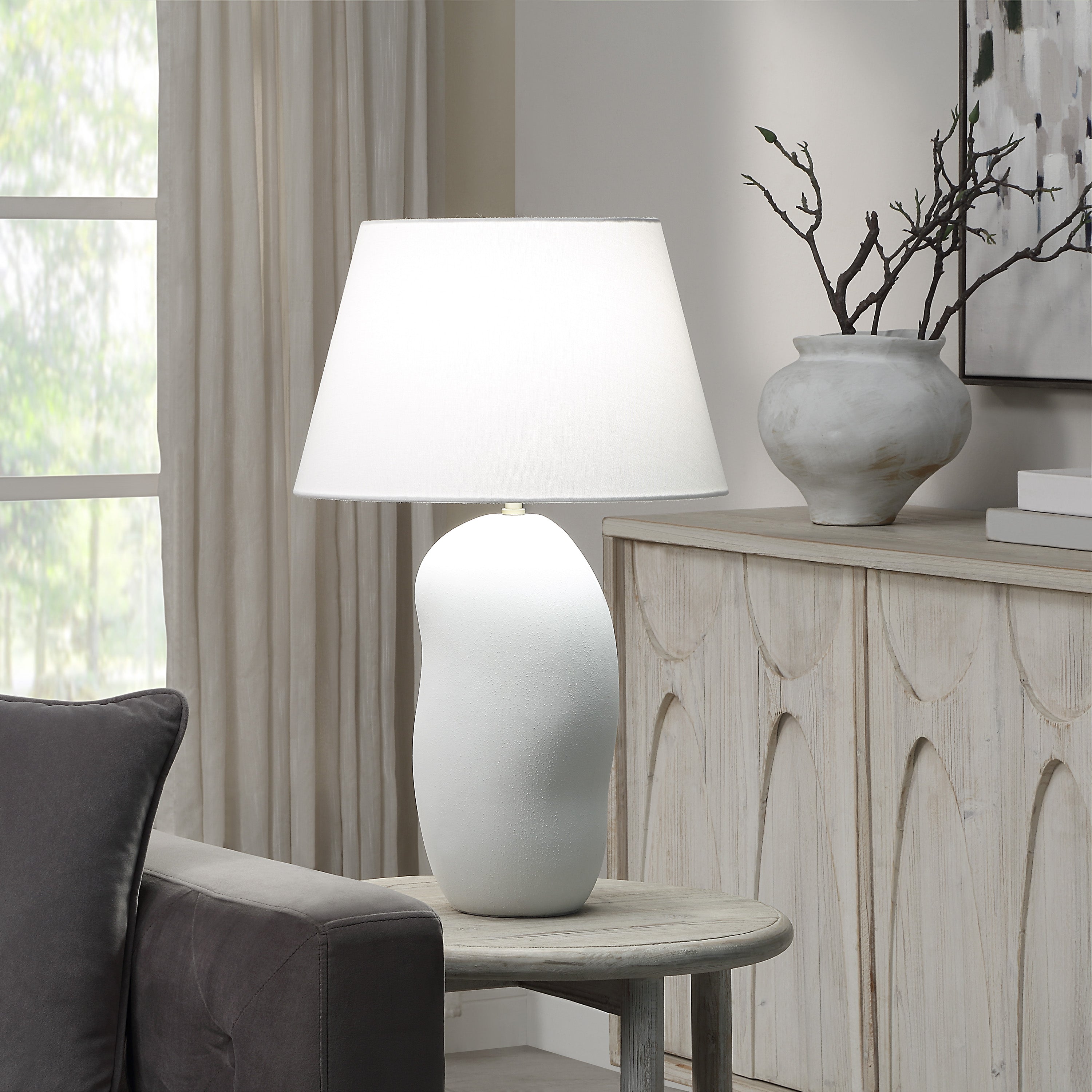 Katya 25" Table Lamp, Matte White-Table Lamp-DECOROLALA