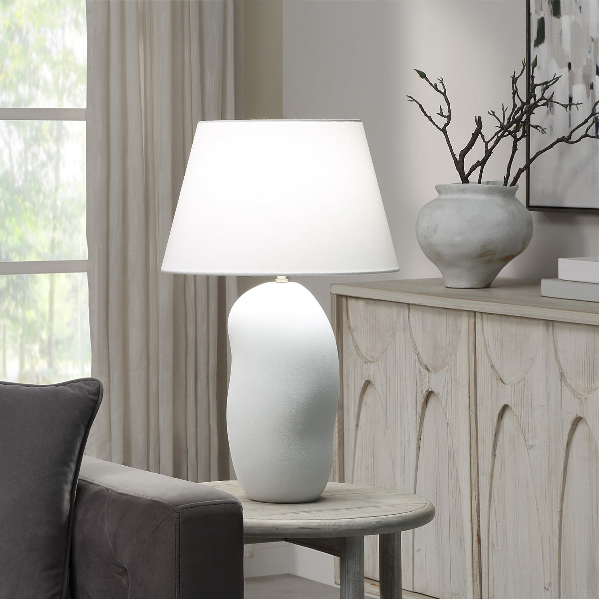Katya 25" Table Lamp, Matte White-Table Lamp-DECOROLALA