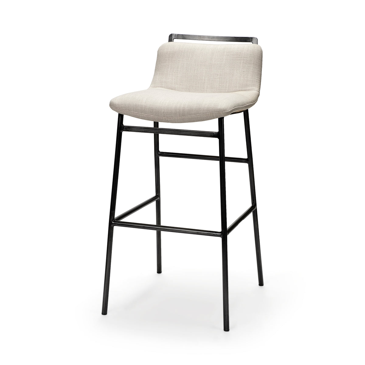 Kavalan 37.5" Total Height Beige Upholstered Seat Gray Metal Frame Bar Stool-Bar Stools-DECOROLALA