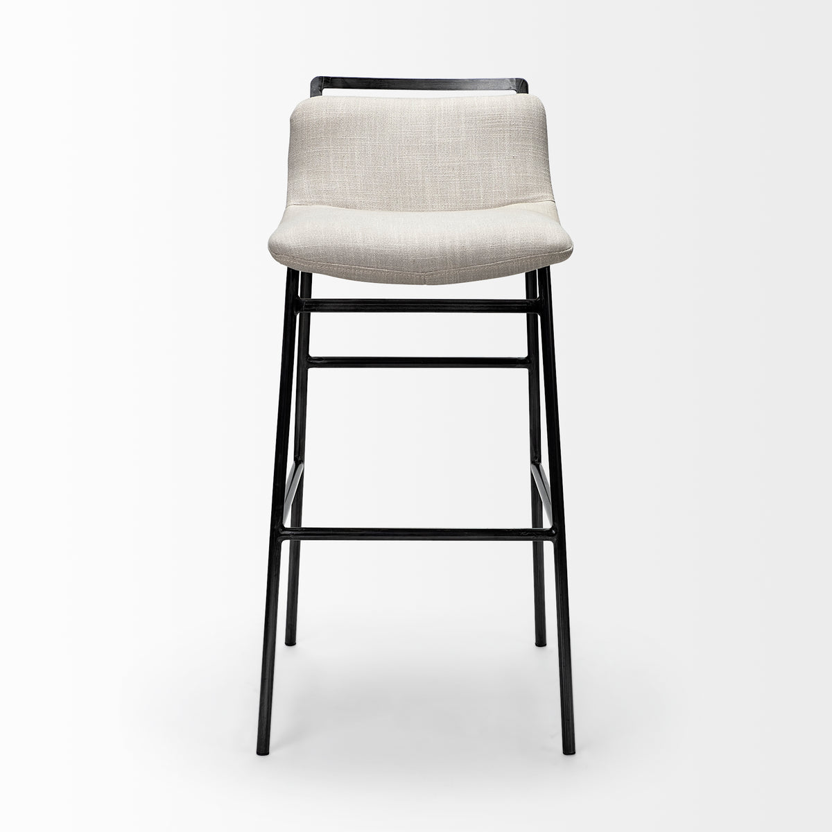 Kavalan 37.5" Total Height Beige Upholstered Seat Gray Metal Frame Bar Stool-Bar Stools-DECOROLALA