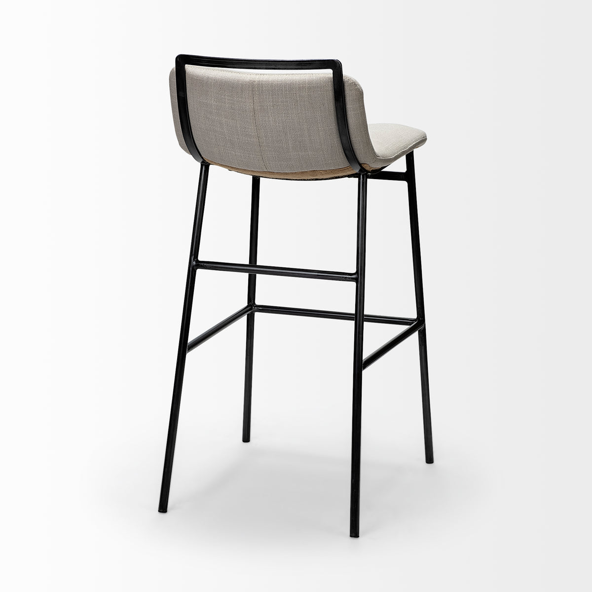 Kavalan 37.5" Total Height Beige Upholstered Seat Gray Metal Frame Bar Stool-Bar Stools-DECOROLALA