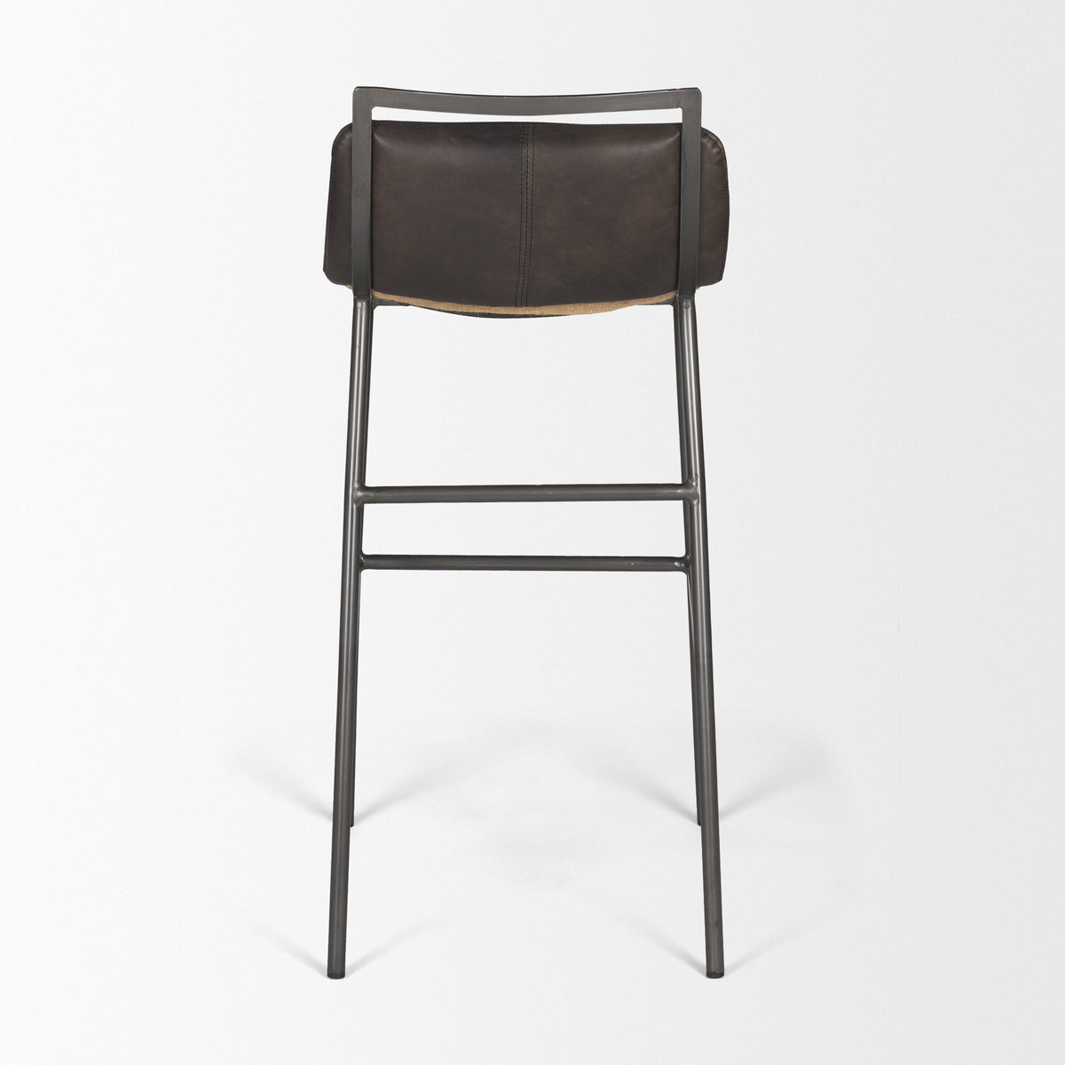 Kavalan 37.5" Total Height Ebony Leather Seat Black Metal Frame Bar Stool-Bar Stools-DECOROLALA