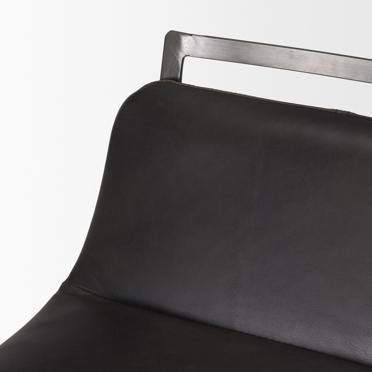 Kavalan 37.5" Total Height Ebony Leather Seat Black Metal Frame Bar Stool-Bar Stools-DECOROLALA