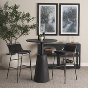 Kavalan 37.5" Total Height Ebony Leather Seat Black Metal Frame Bar Stool-Bar Stools-DECOROLALA