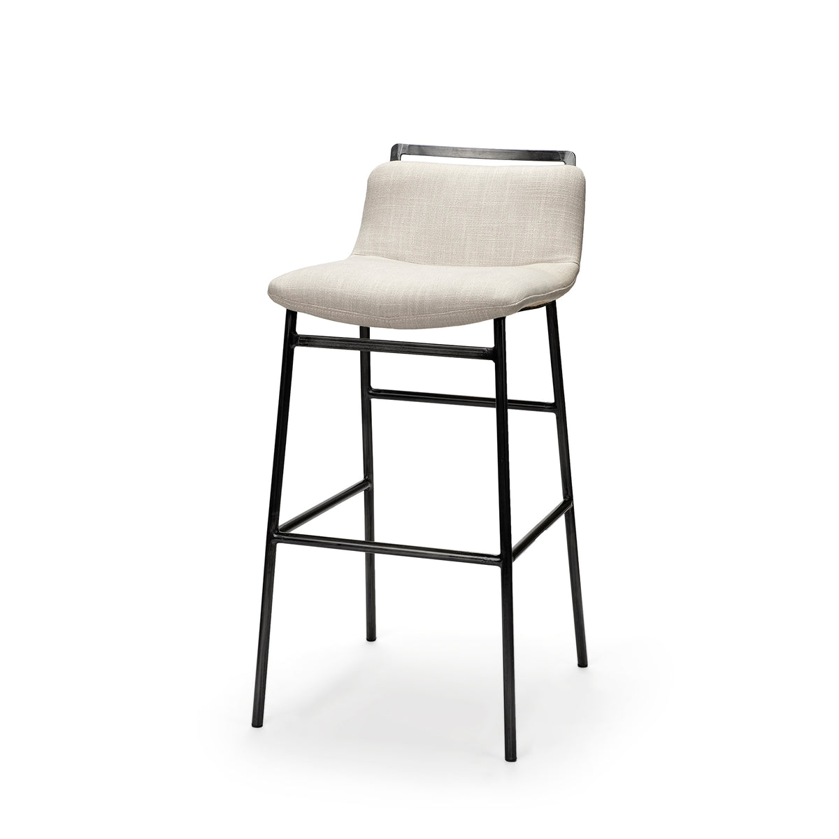 Kavalan 33.5" Total Height Beige Upholstered Seat Gray Metal Frame Counter Stool-Bar Stools-DECOROLALA