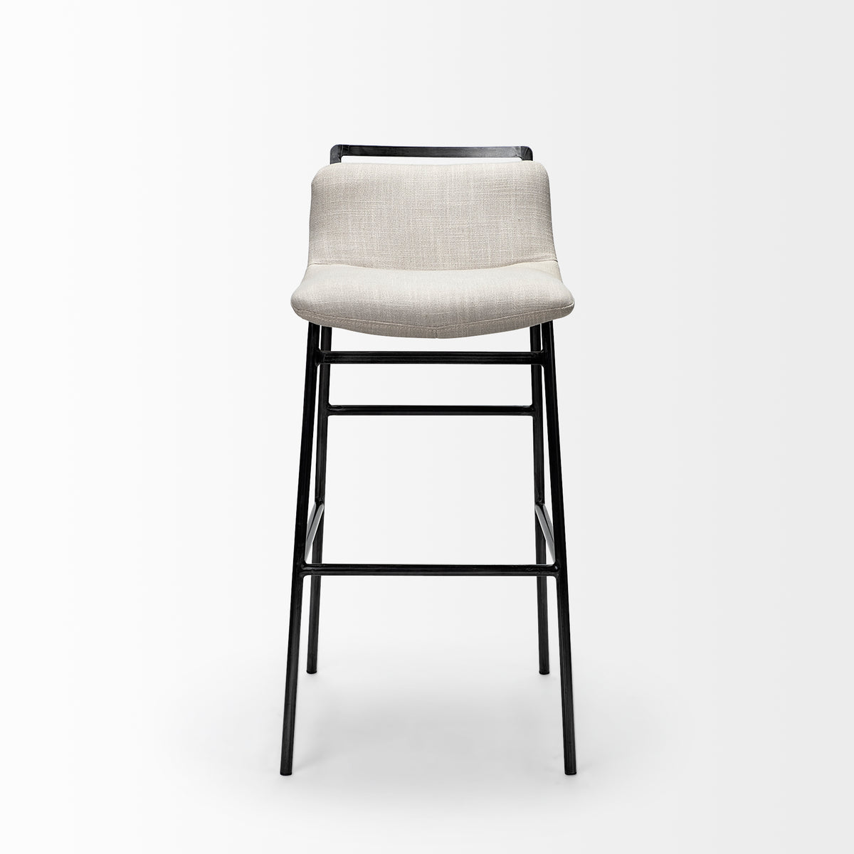 Kavalan 33.5" Total Height Beige Upholstered Seat Gray Metal Frame Counter Stool-Bar Stools-DECOROLALA