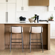 Kavalan 33.5" Total Height Beige Upholstered Seat Gray Metal Frame Counter Stool-Bar Stools-DECOROLALA
