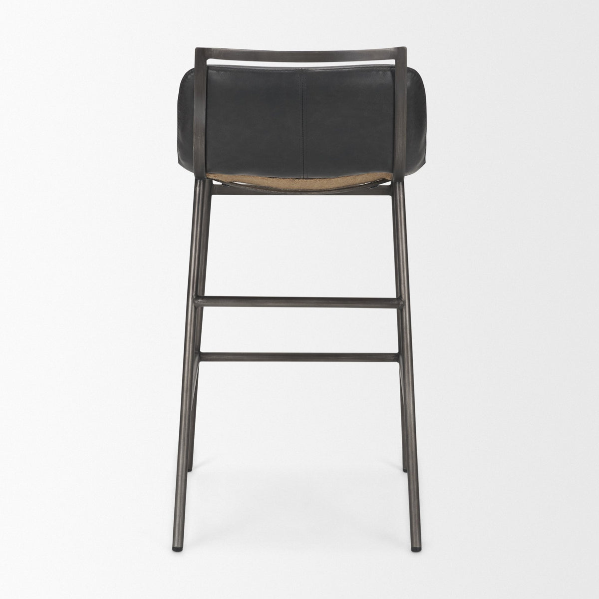 Kavalan 33.5" Total Height Chocolate Leather Seat Gun Metal Frame Counter Stool-Bar Stools-DECOROLALA