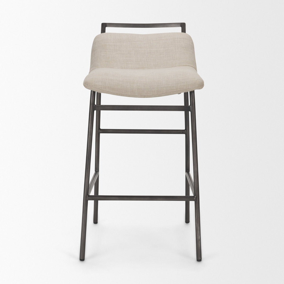 Kavalan 33.5" Total Height Sand Upholstered Seat Gray Metal Frame Counter Stool-Bar Stools-DECOROLALA