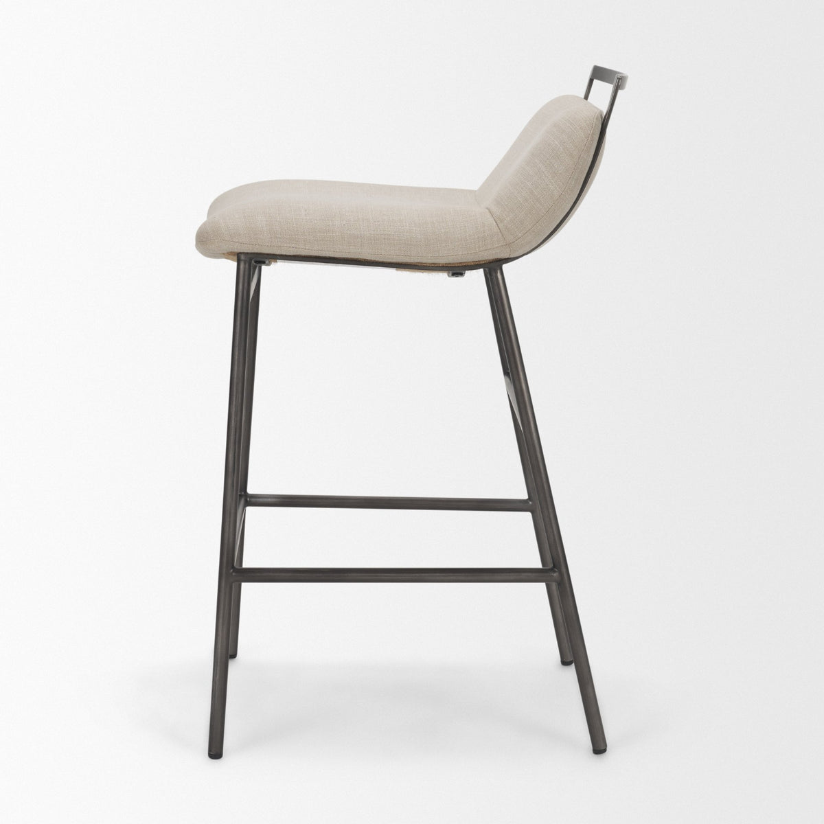 Kavalan 33.5" Total Height Sand Upholstered Seat Gray Metal Frame Counter Stool-Bar Stools-DECOROLALA