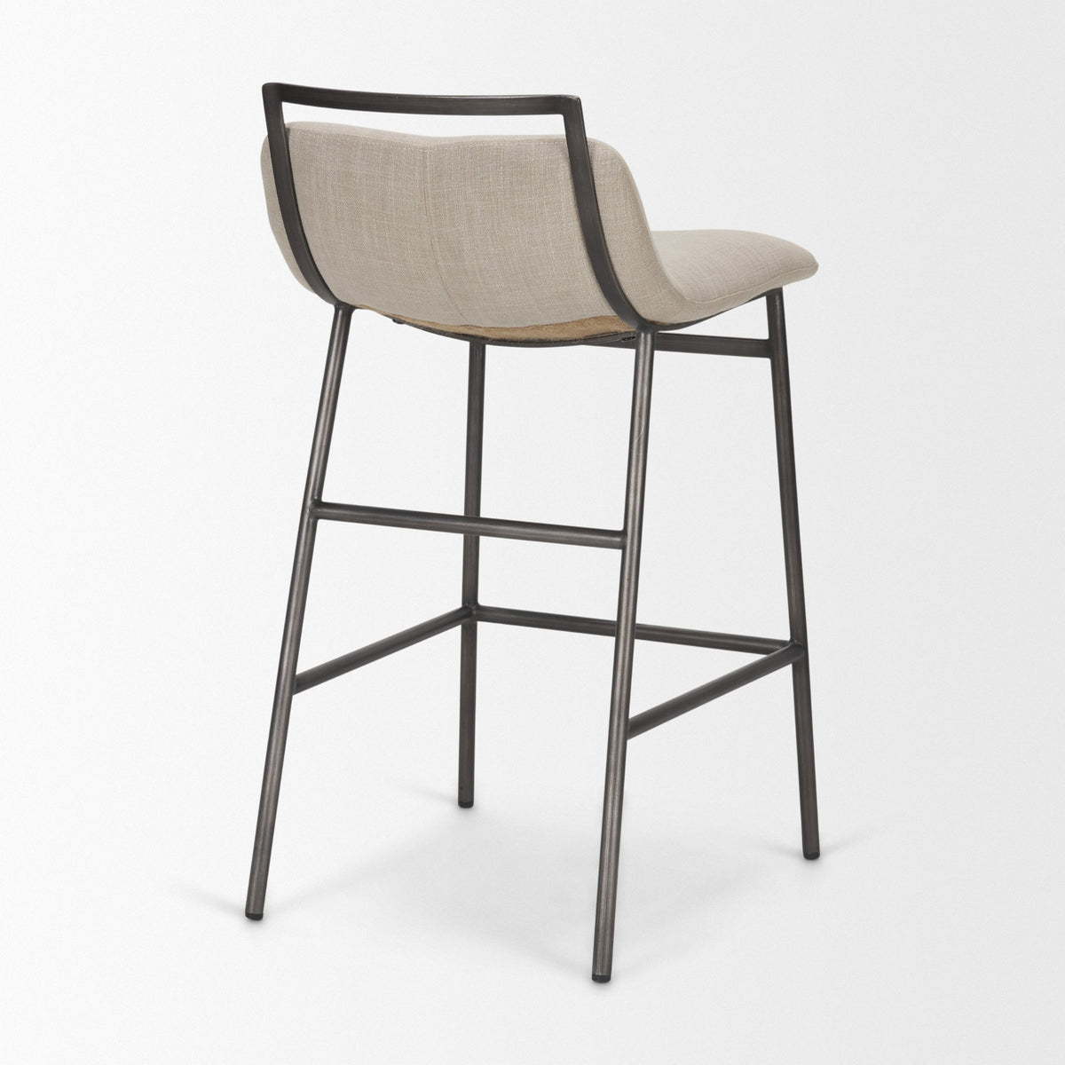 Kavalan 33.5" Total Height Sand Upholstered Seat Gray Metal Frame Counter Stool-Bar Stools-DECOROLALA