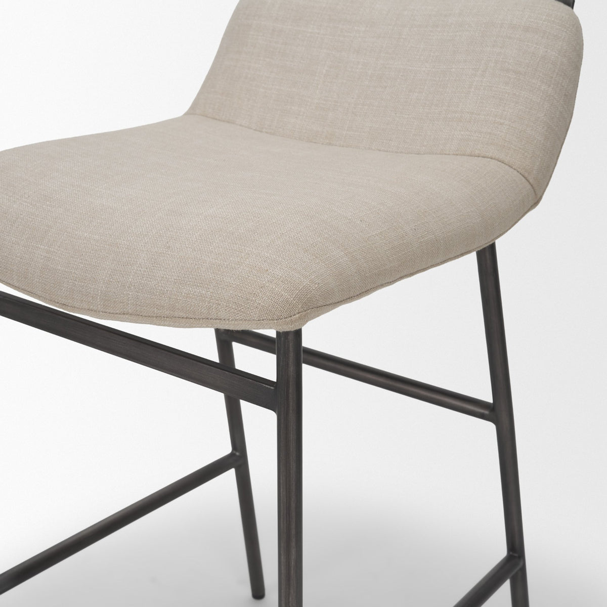 Kavalan 33.5" Total Height Sand Upholstered Seat Gray Metal Frame Counter Stool-Bar Stools-DECOROLALA