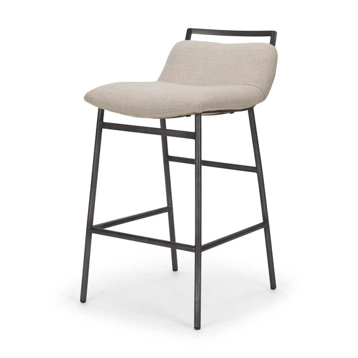 Kavalan 33.5" Total Height Sand Upholstered Seat Gray Metal Frame Counter Stool-Bar Stools-DECOROLALA