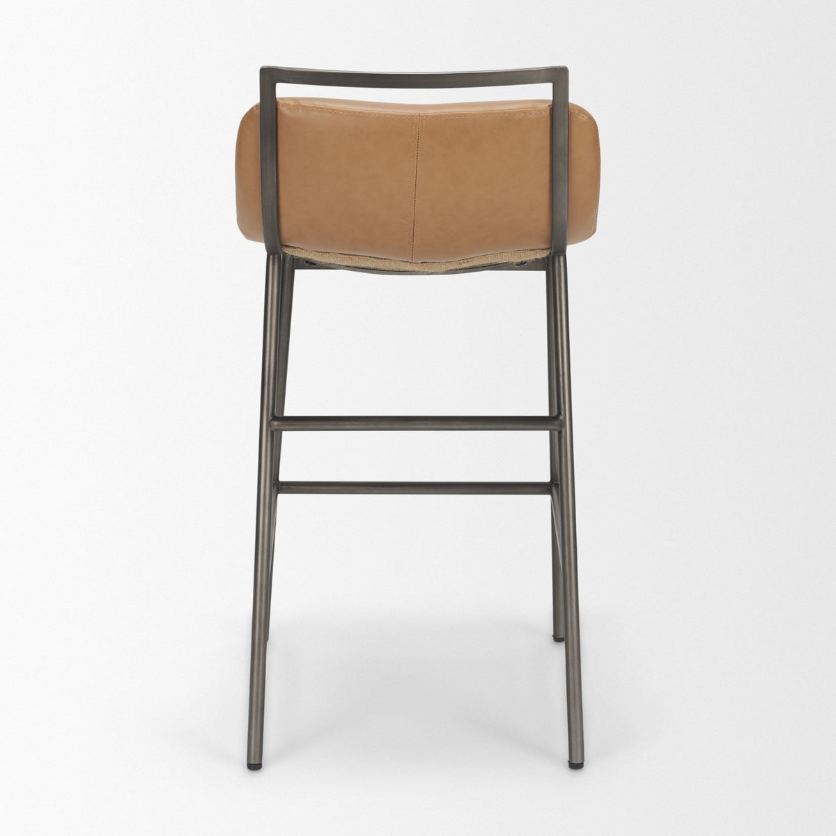 Kavalan 33.5" Total Height Tan Leather Seat Black Metal Frame Counter Stool-Bar Stools-DECOROLALA