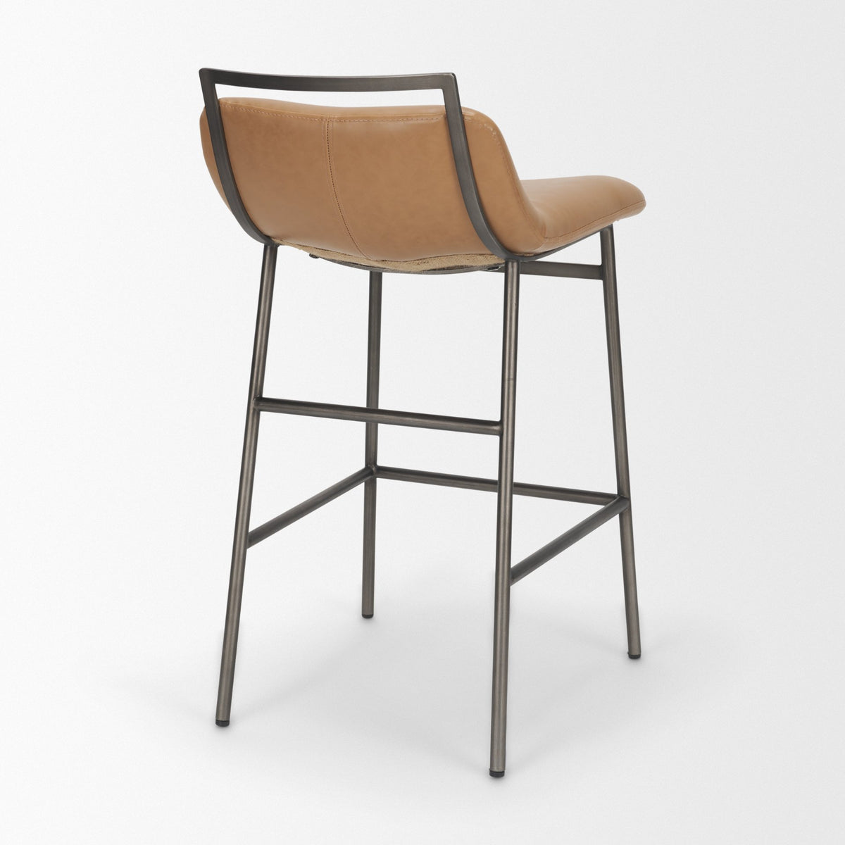 Kavalan 33.5" Total Height Tan Leather Seat Black Metal Frame Counter Stool-Bar Stools-DECOROLALA
