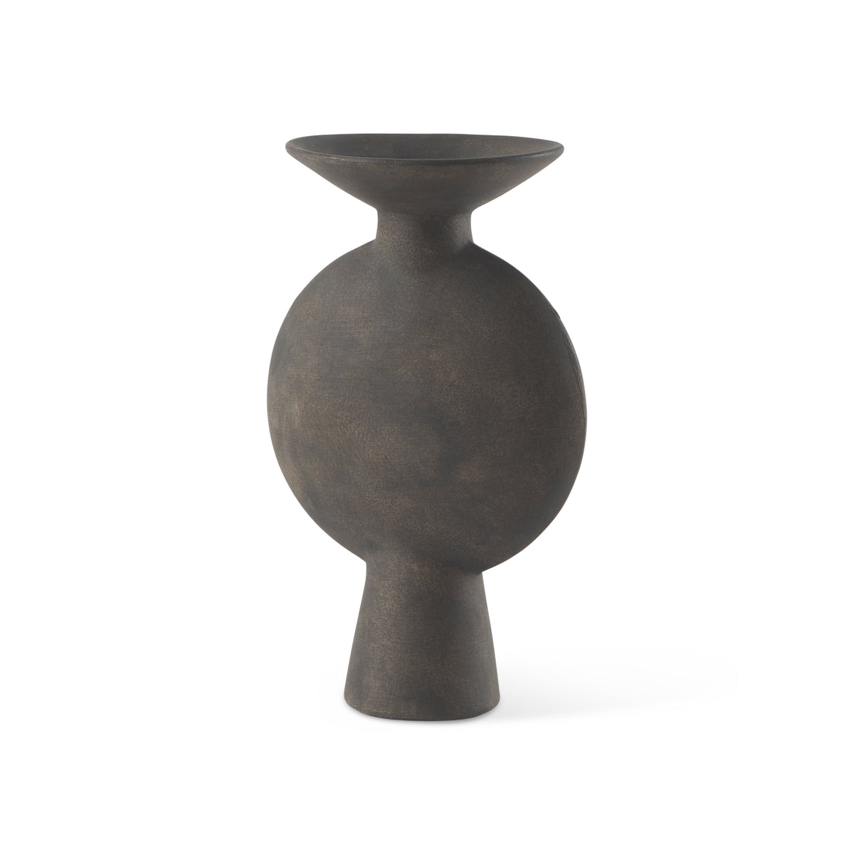 Kaz 6.7L x 5.5W x 11.2H Earthy Brown Ceramic Vase-Vase-DECOROLALA