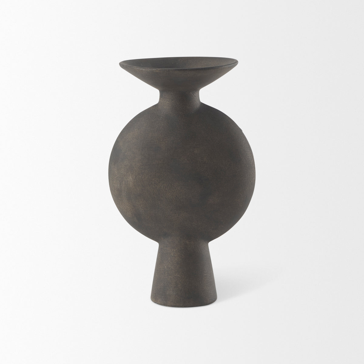 Kaz 6.7L x 5.5W x 11.2H Earthy Brown Ceramic Vase-Vase-DECOROLALA