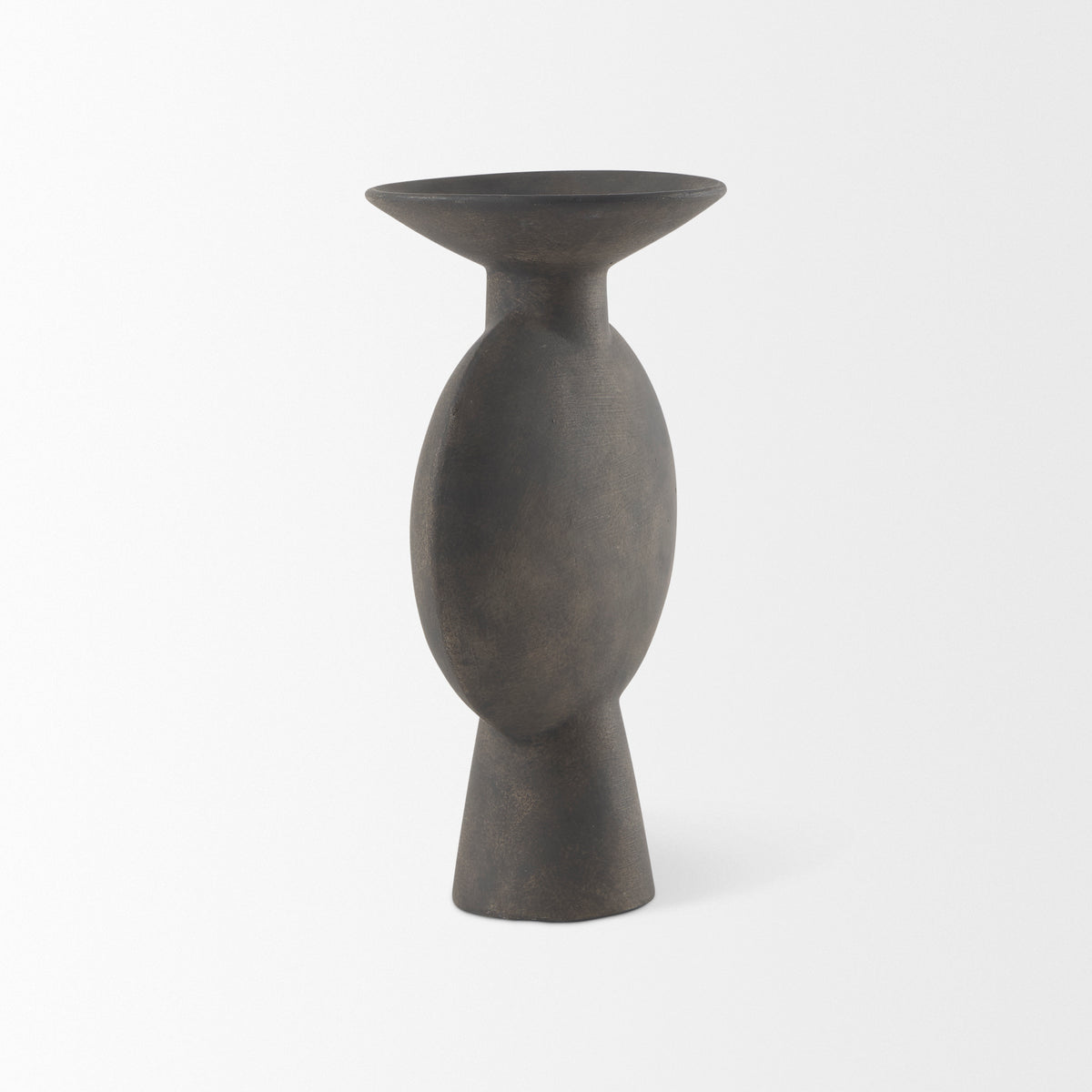 Kaz 6.7L x 5.5W x 11.2H Earthy Brown Ceramic Vase-Vase-DECOROLALA