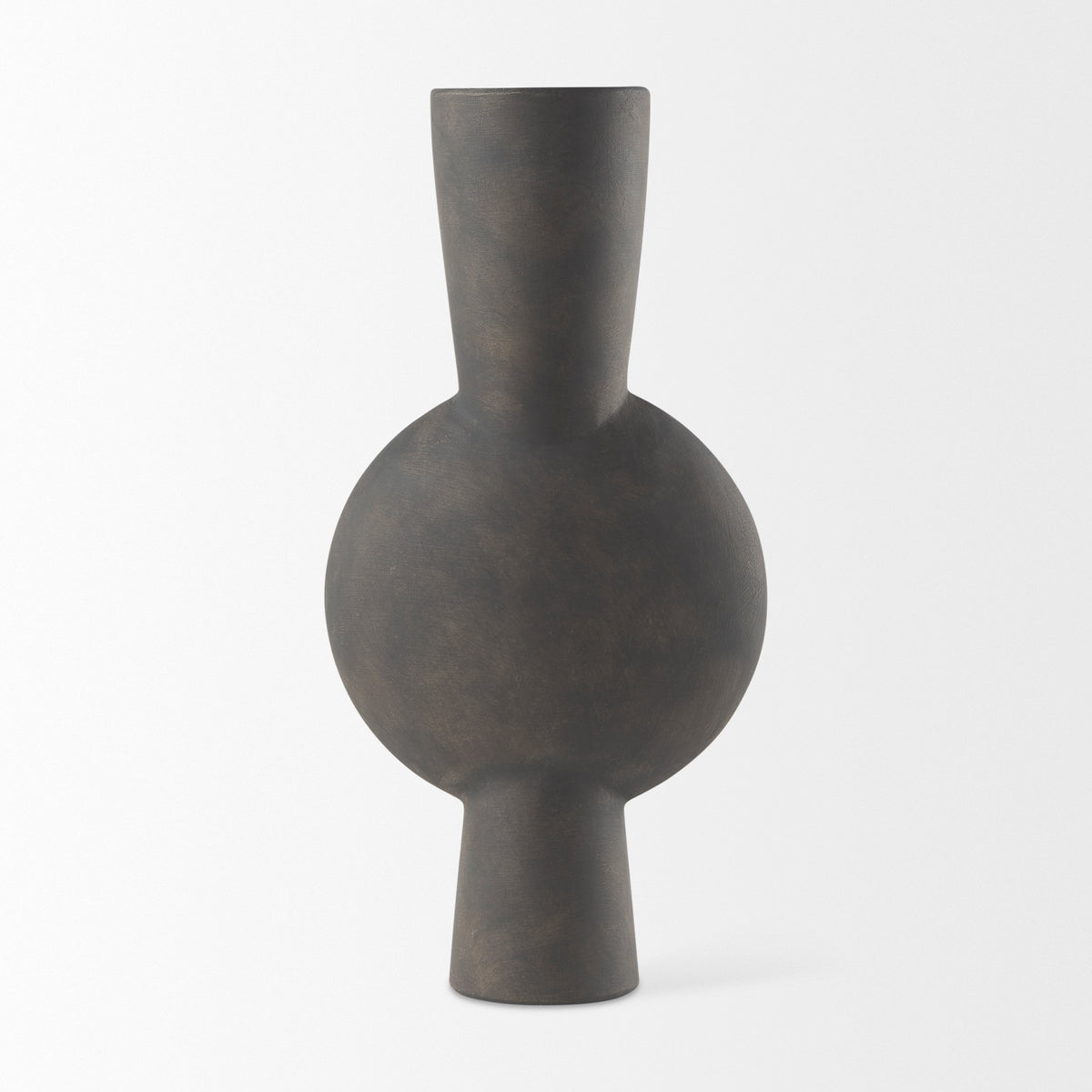 Kaz 8.3L x 3.9W x 16.7H Earthy Brown Ceramic Vase-Vase-DECOROLALA