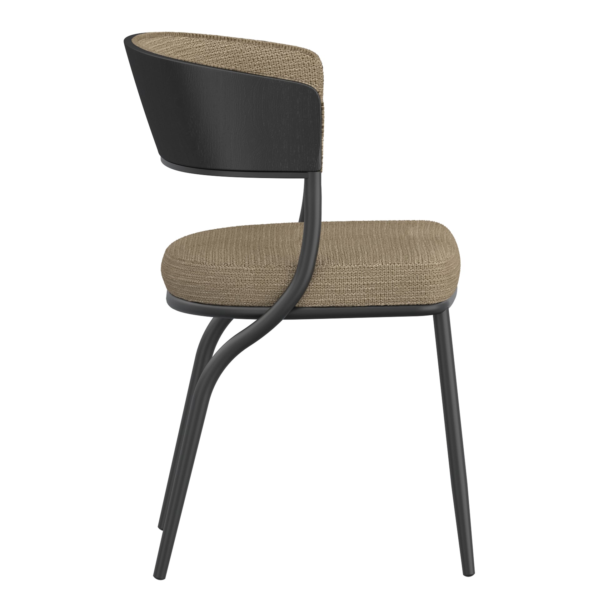 Kazan Dining Chair - Dark Beige Bentwood with Performance Fabric-DECOROLALA