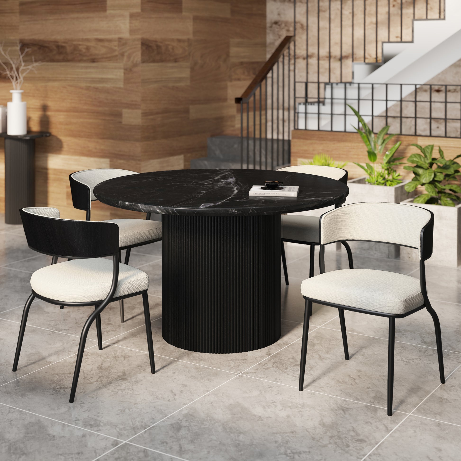 Kazan Dining Chair - Ivory Performance Fabric Bentwood Back-DECOROLALA