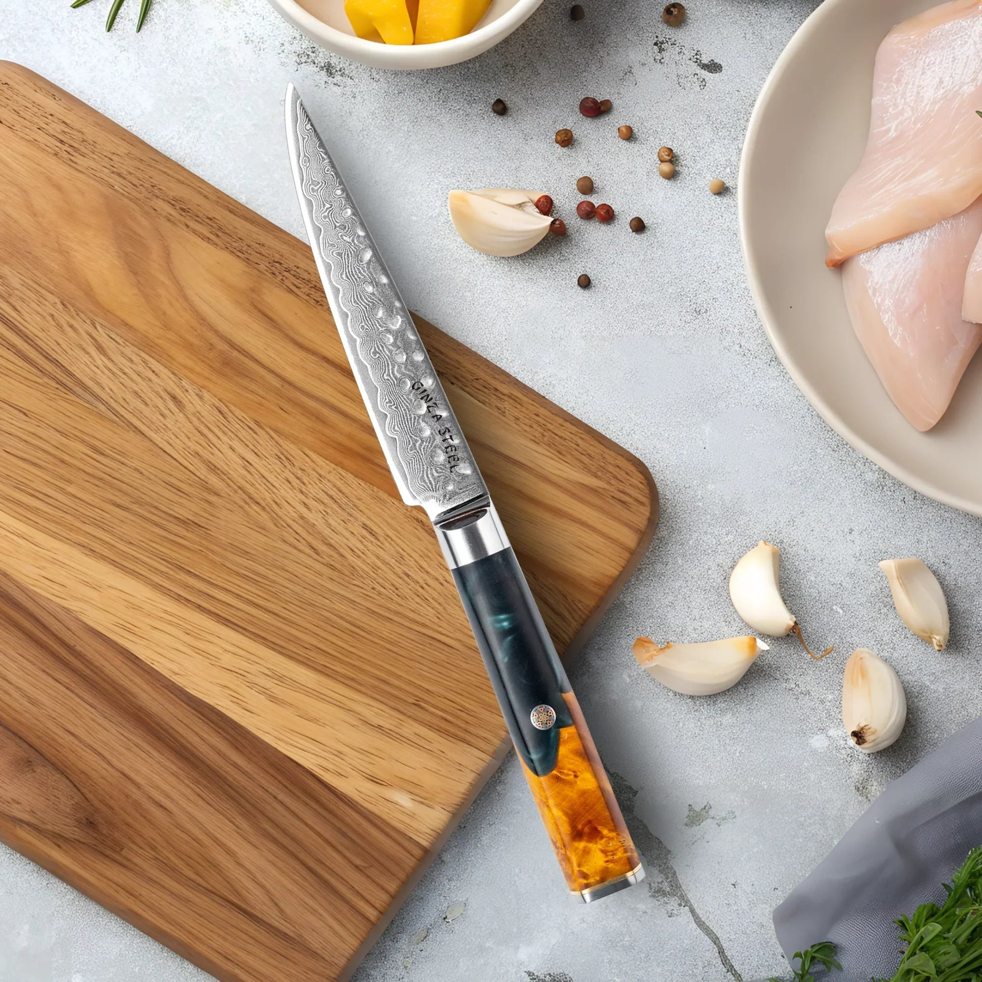 Kaze Katana 6? Utility Knife | Damascus Steel by Ginza Steel-Utility Knife-DECOROLALA