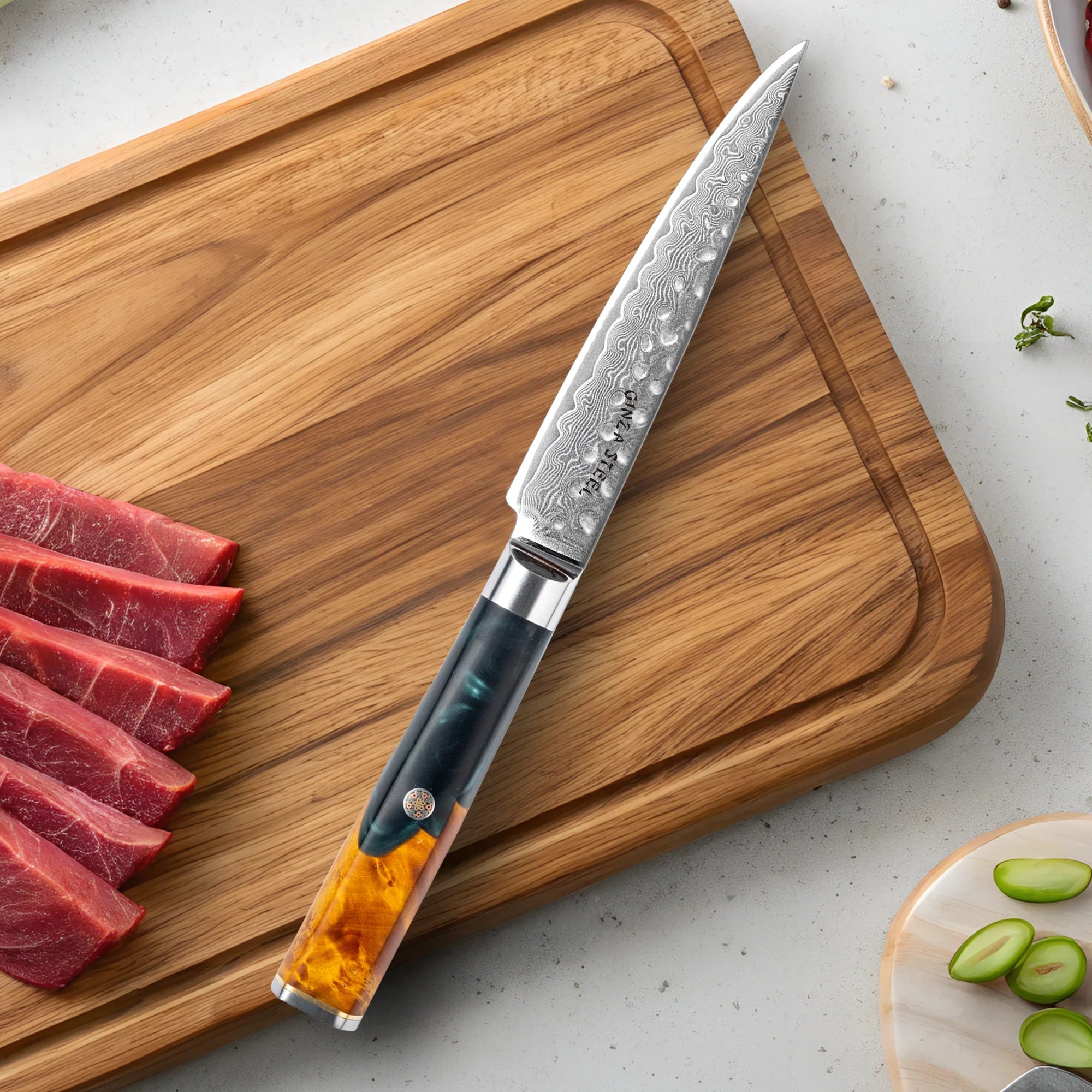 Kaze Katana 6? Utility Knife | Damascus Steel by Ginza Steel-Utility Knife-DECOROLALA