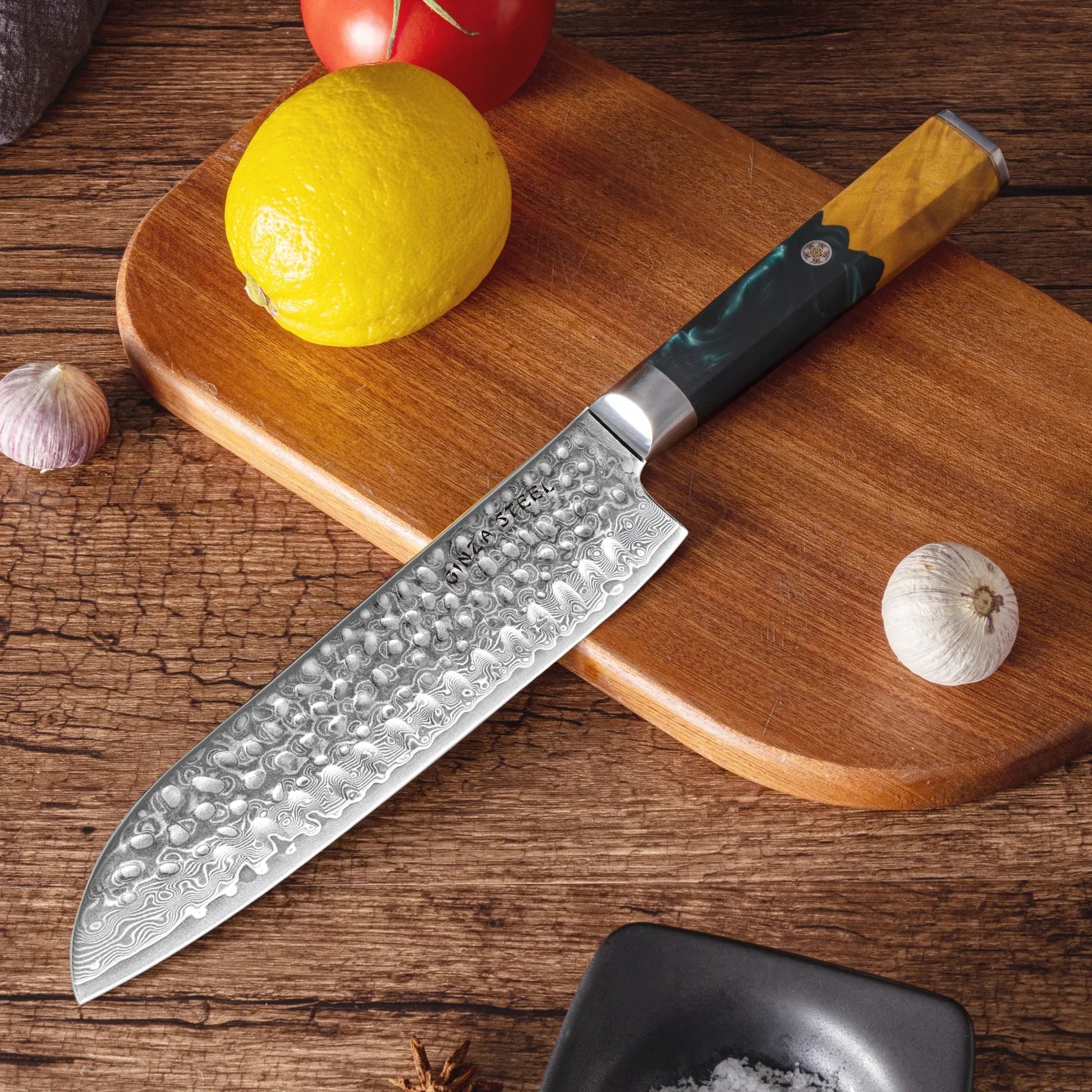 Kaze Katana 7? Santoku Knife | Damascus Steel by Ginza Steel-Santoku Knife-DECOROLALA