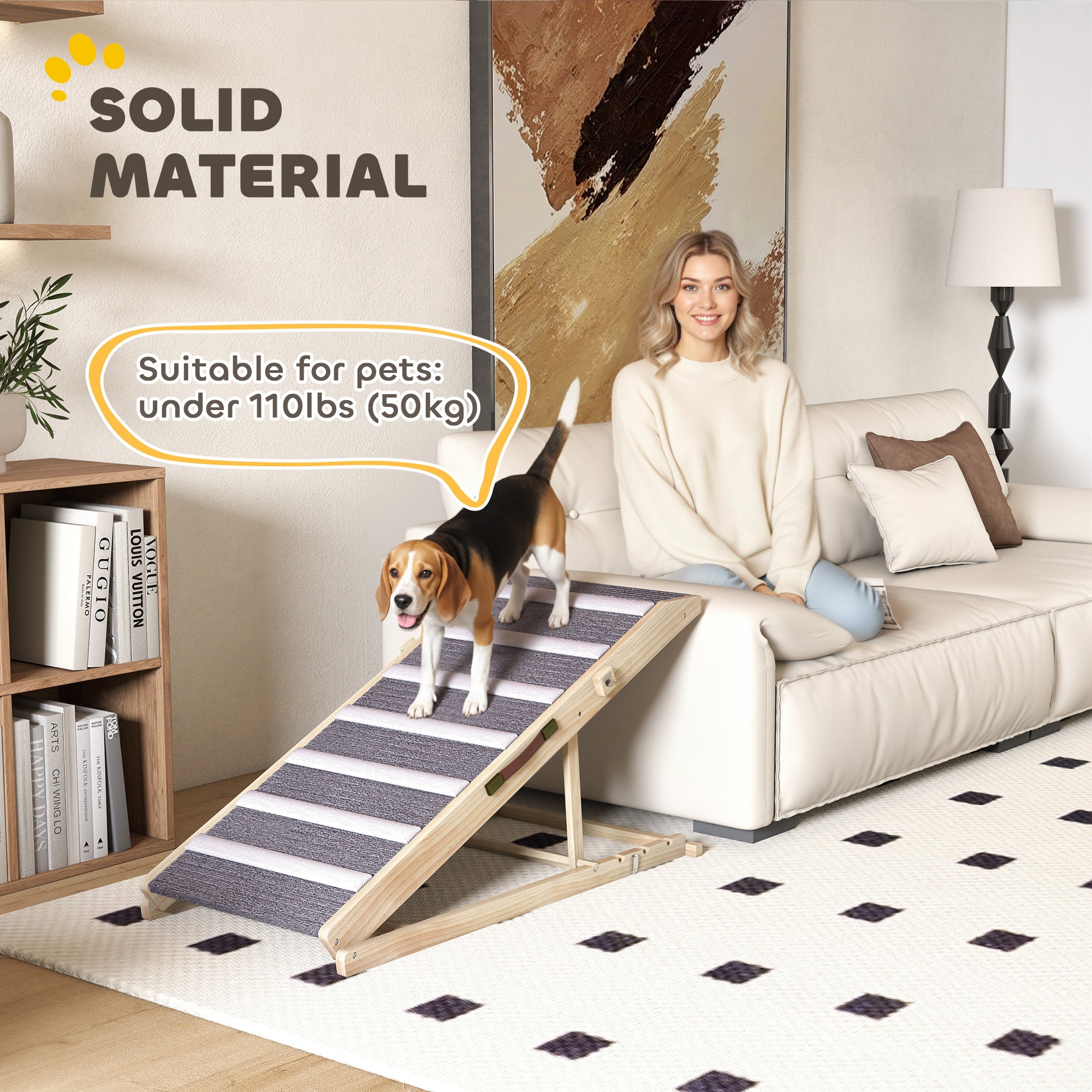 Dog Ramp for Couch, Foldable Pet Ramp for Small to Large Dog, 4 Adjustable Height from 14" to 20"