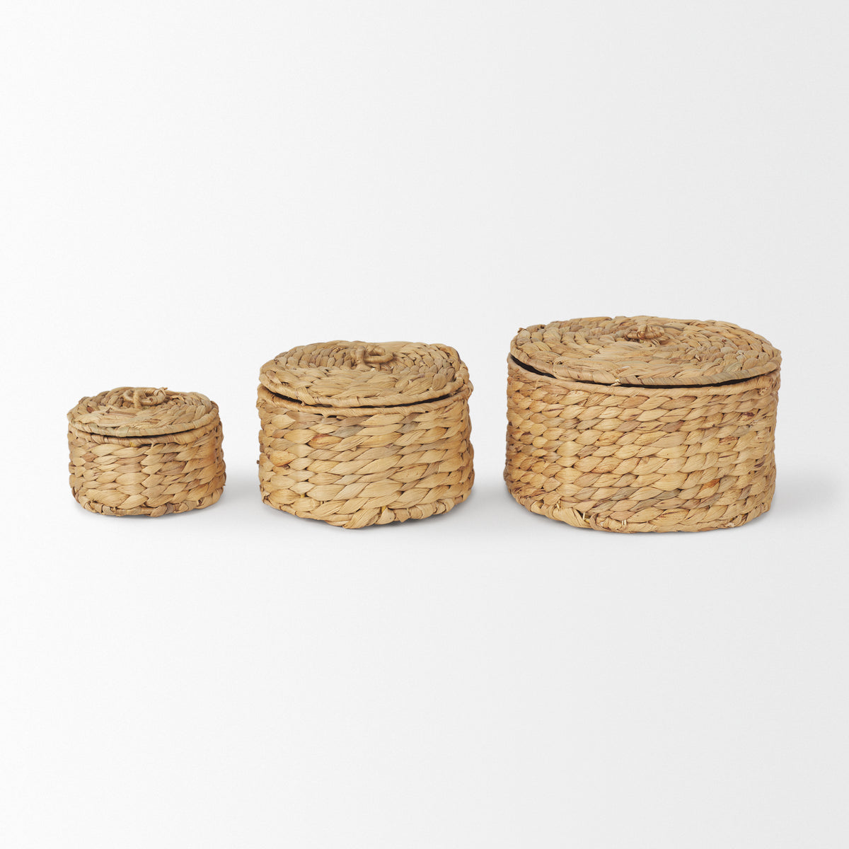Kea Set of 3 Nesting Water Hyacinth Boxes with Lids-Boxes-DECOROLALA