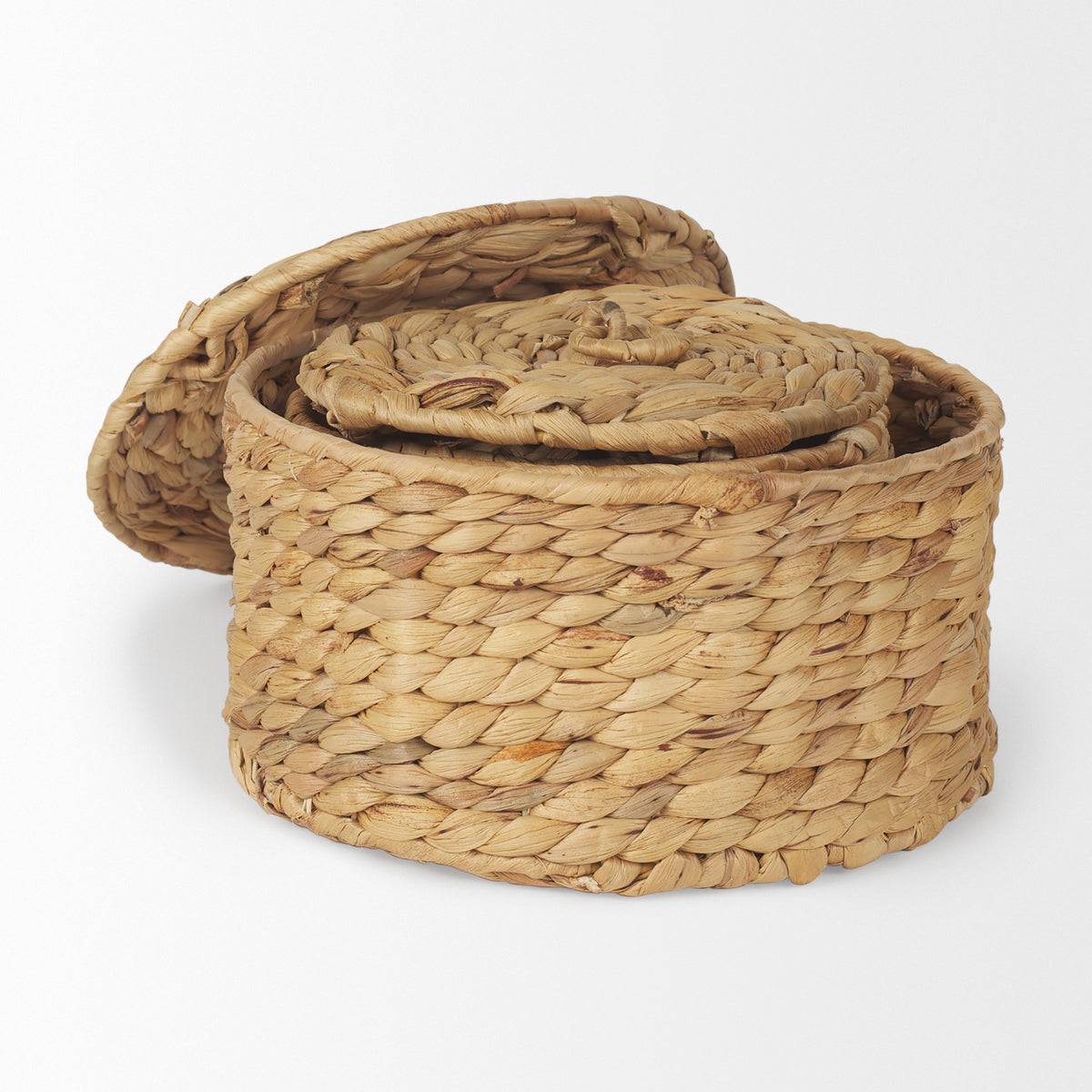Kea Set of 3 Nesting Water Hyacinth Boxes with Lids-Boxes-DECOROLALA