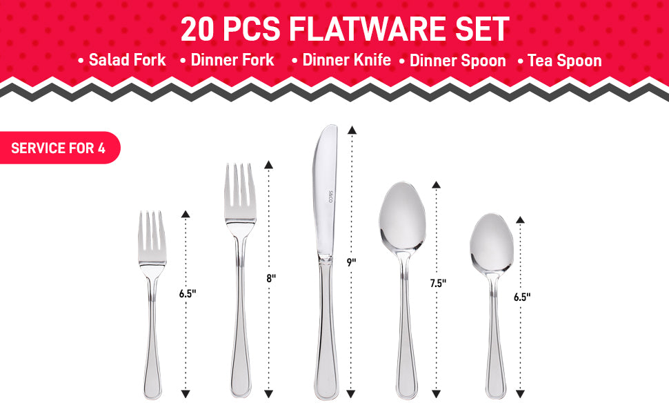 Kelby 20-Piece Flatware Set - 18/0 Stainless Steel-Cutlery and Flatware-DECOROLALA